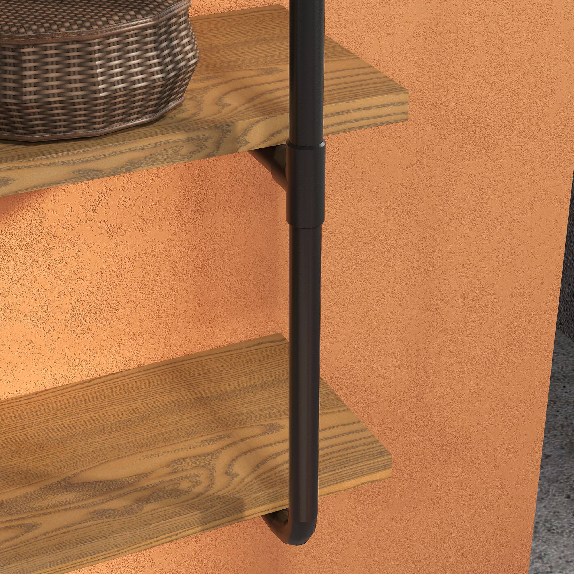 Alt View 7. Homcom - 4-Tier Industrial Pipe Shelves, Floating Wall Mounted, Metal Frame, 1" Thickness - Brown.