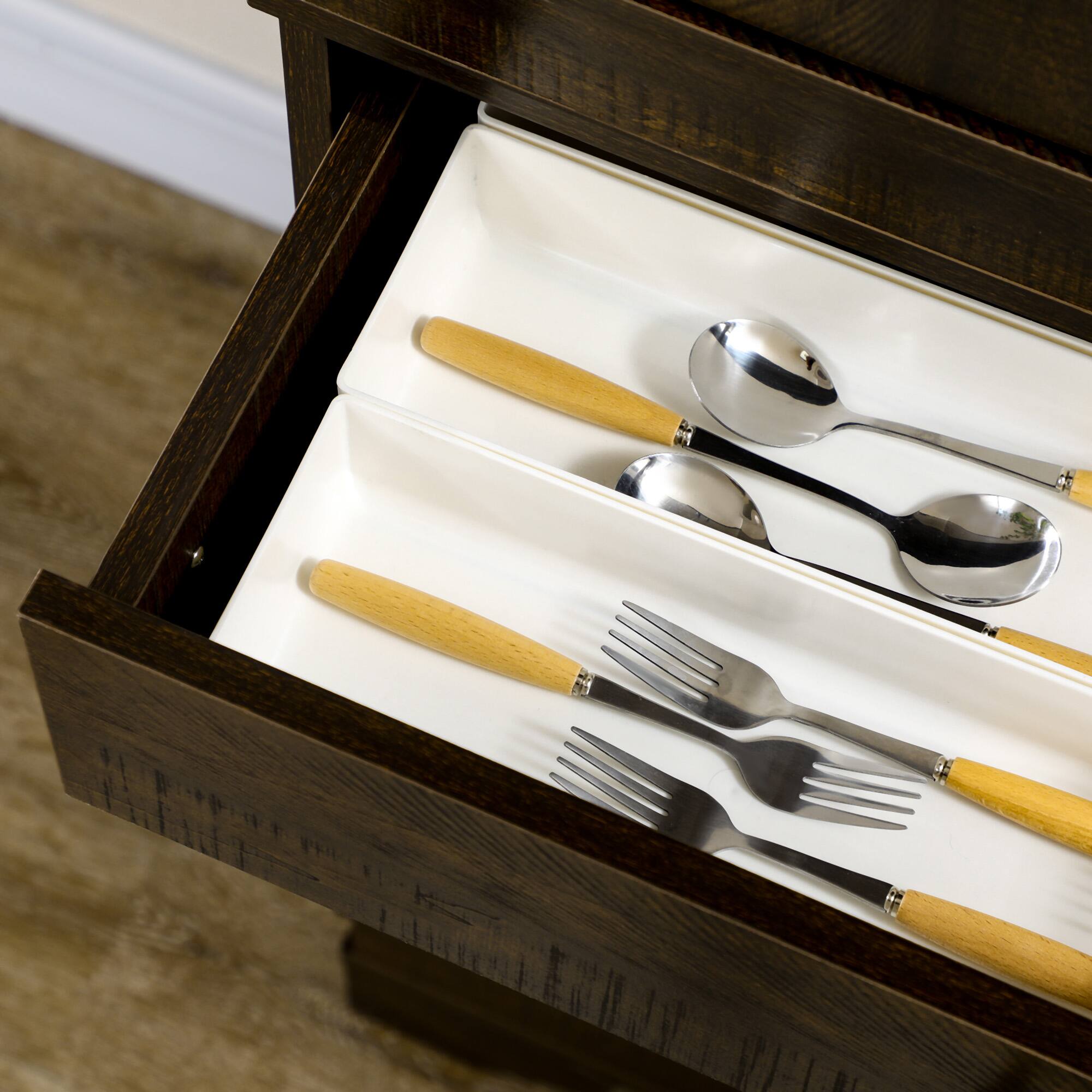 Alt View 4. Homcom - 72" Farmhouse Kitchen Pantry, 4-Door Rustic Storage Cabinet with Drawer and 3 Shelves - Walnut.