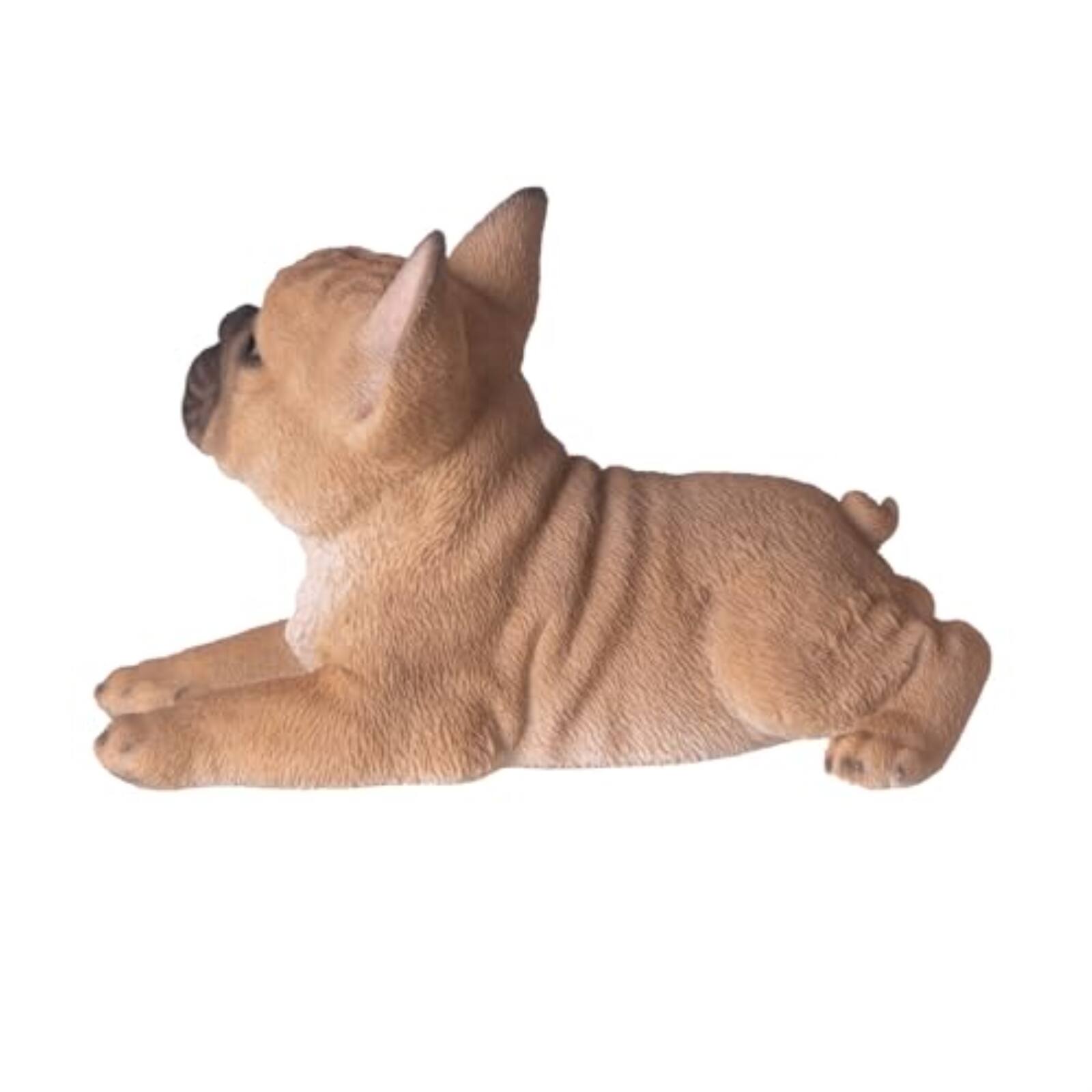 Angle. Pacific Trading - Playful French Bulldog Figurine Realistic Tan Frenchie Dog Statue 8 inches Long.
