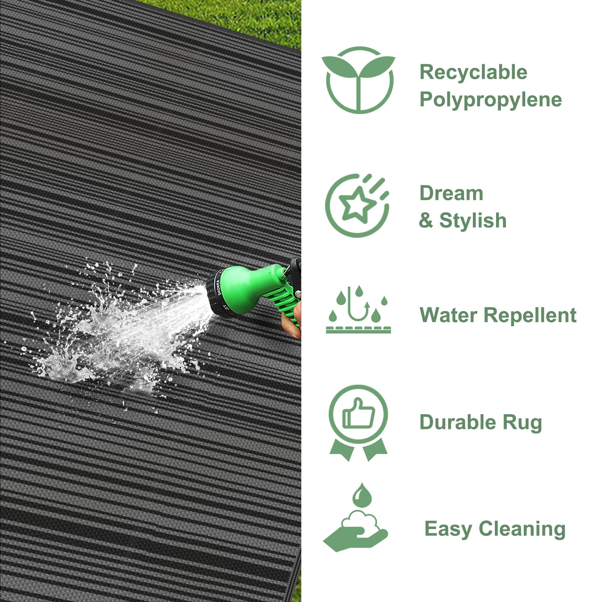 Recyclable Polypropylene  
Dream & Stylish  
Water Repellent  
Durable Rug  
Easy Cleaning