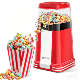 OSTBA - 1200W Electric Hot Air Popcorn Popper Machine with Butter Melting Cup, Oil-Free& Easy One-Button Control - Red