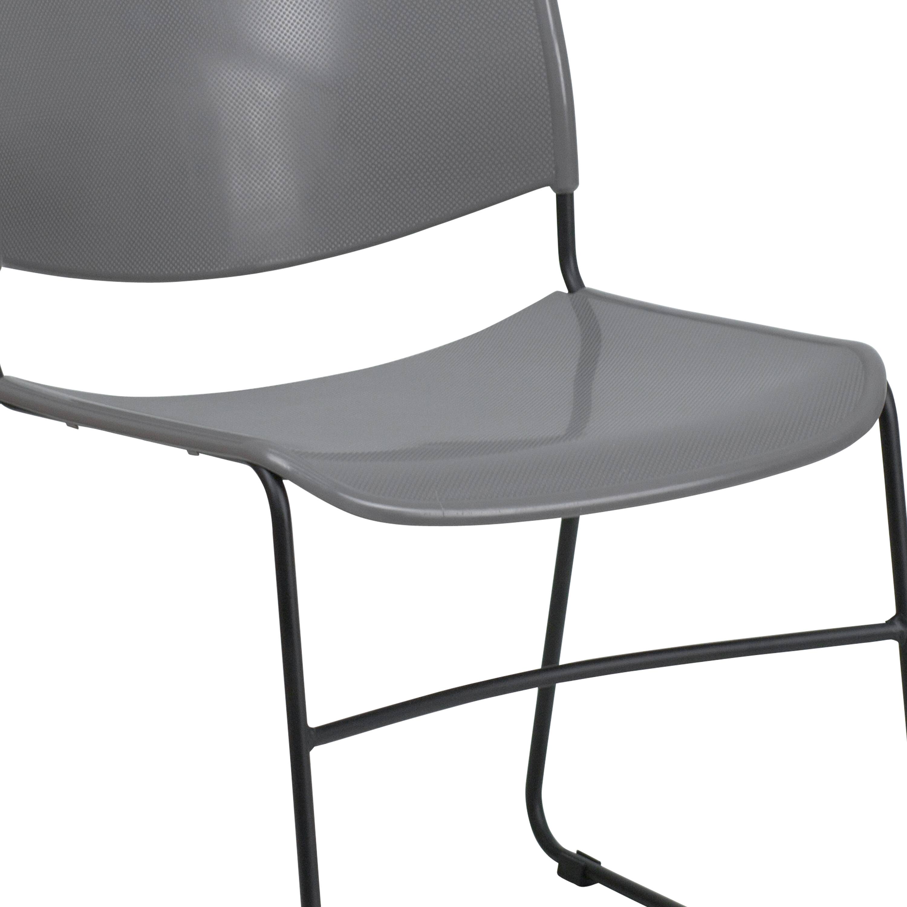 Alt View 9. Emma + Oliver - Ultra-Compact School Stack Chair - Office Guest Chair/Student Chair - Gray Plastic/Black Frame.