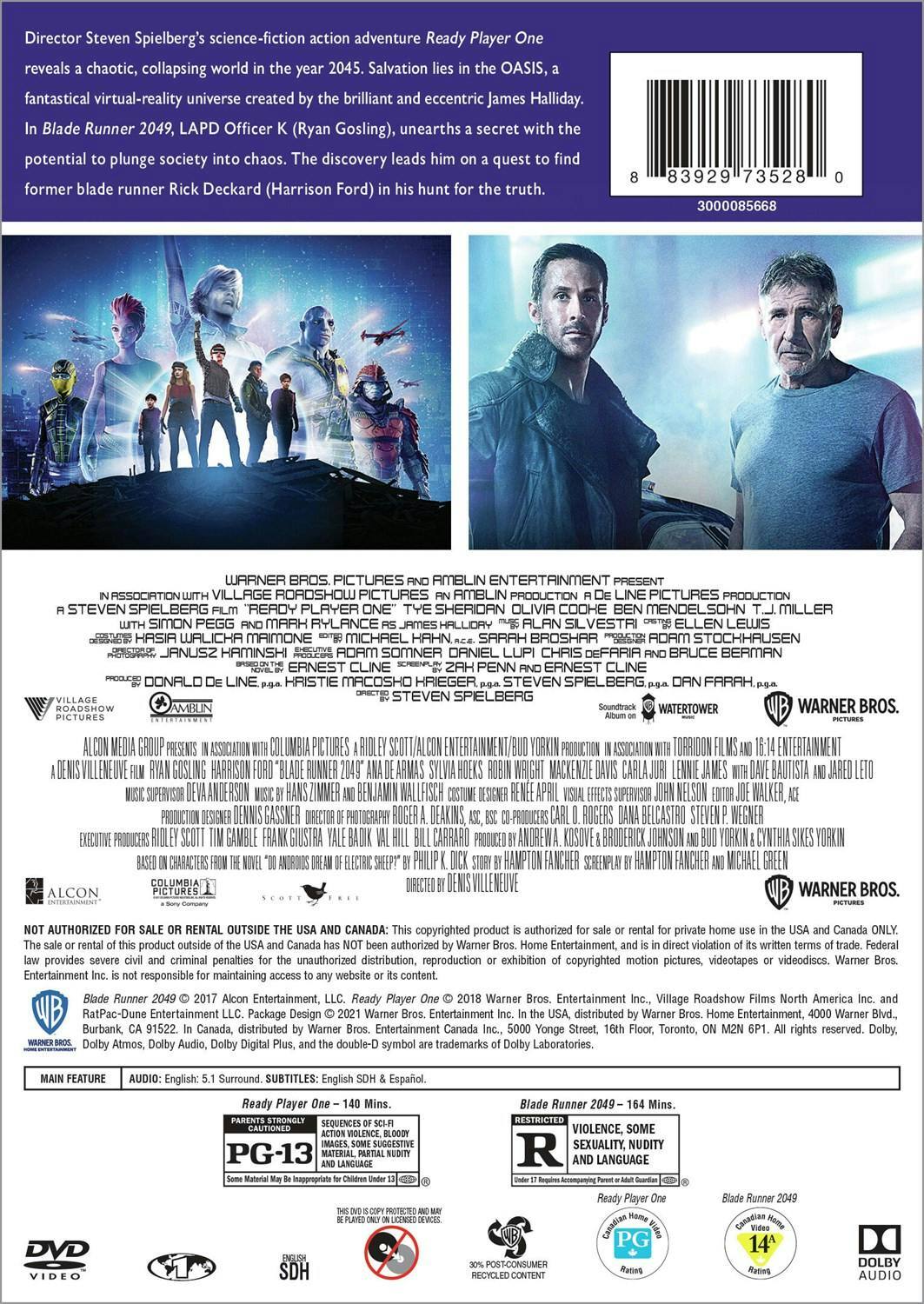 Back. Ready Player One/Blade Runner 2049 [DVD].