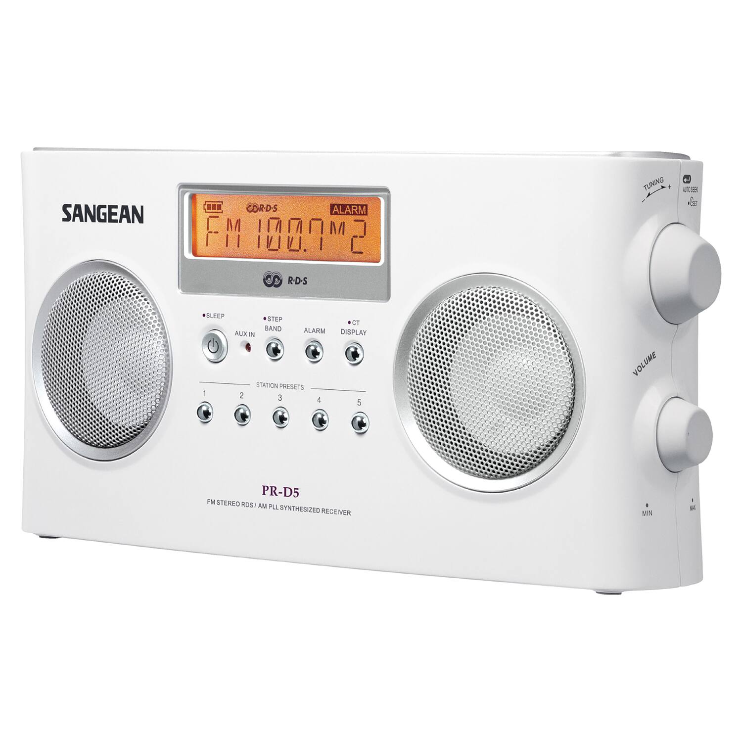 Sangean PR D5 FM Stereo/AM Portable Digital Tuning Radio White