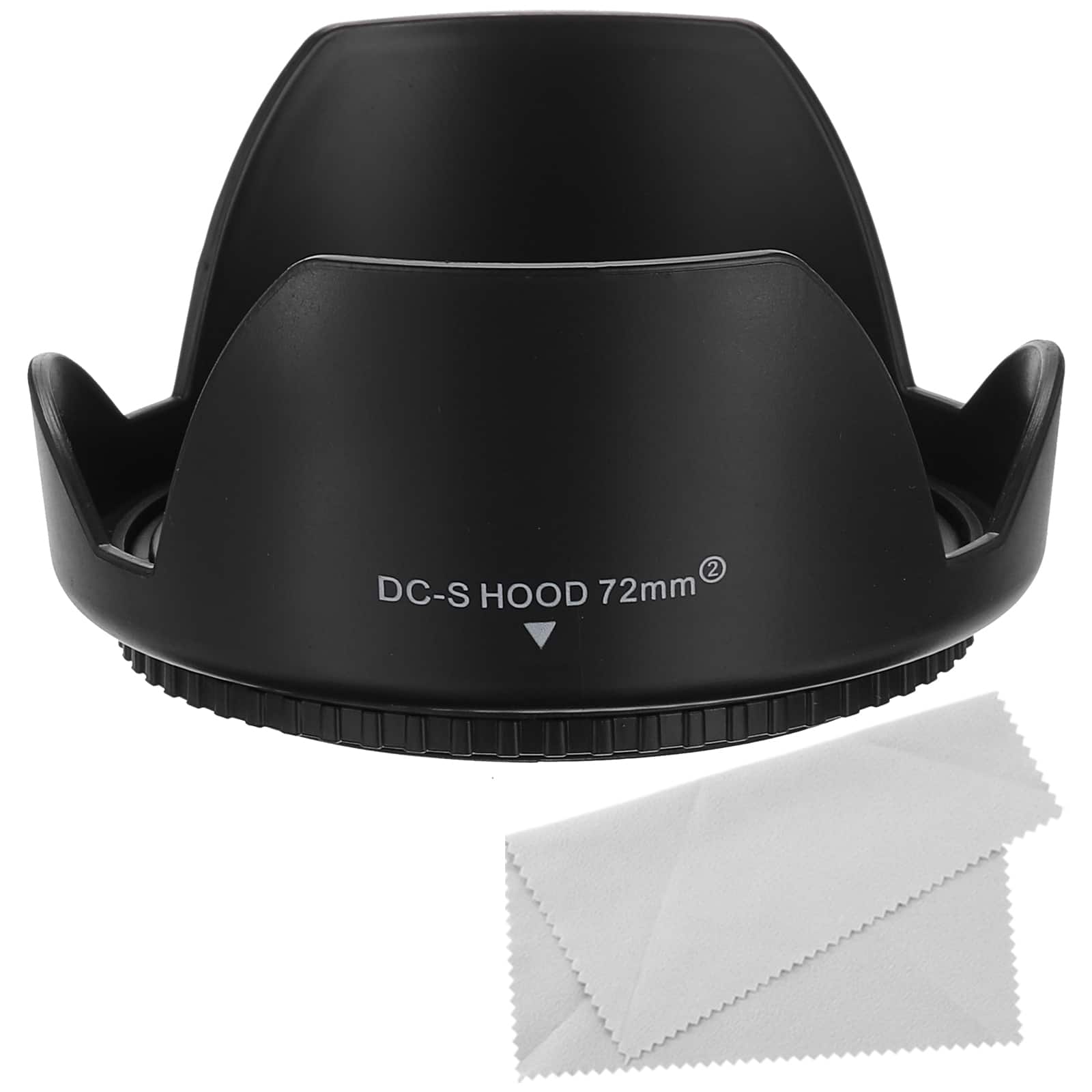 Unique Bargains - 72mm Reversible Flower Lens Hood with Cloth for Nikon/Fujifilm/Pentax - Black