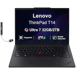 Lenovo - Upgraded - ThinkPad T14 Laptop 14.0 WUXGA (Intel Ultra 7-255U, 32GB DDR5, 2TB PCIe SSD, Win 11 Pro) w/USB Hub - Black