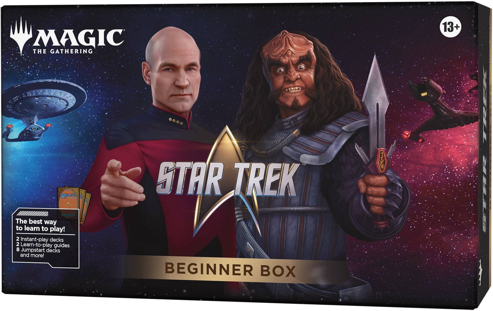 MAGIC THE GATHERING STAR TREK

The best way to learn to play!  
2 Instant-play decks  
2 Learn-to-play guides  
8 Jumpstart decks and more!  
BEGINNER BOX  

13+