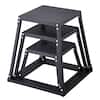Front. VEVOR - Plyometric Jump Boxes,12/18/24 Inch Plyo Box,Platform and Jumping Agility Box,Anti-Slip Fitness Exercise Step Up Box Set - Black.