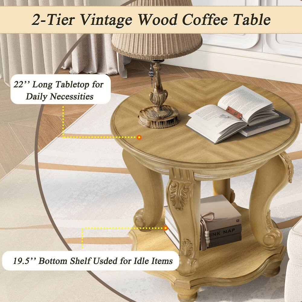 2-Tier Vintage Wood Coffee Table

22" Long Tabletop for Daily Necessities

E3. INK NAP

19.5" Bottom Shelf Used for Idle Items
