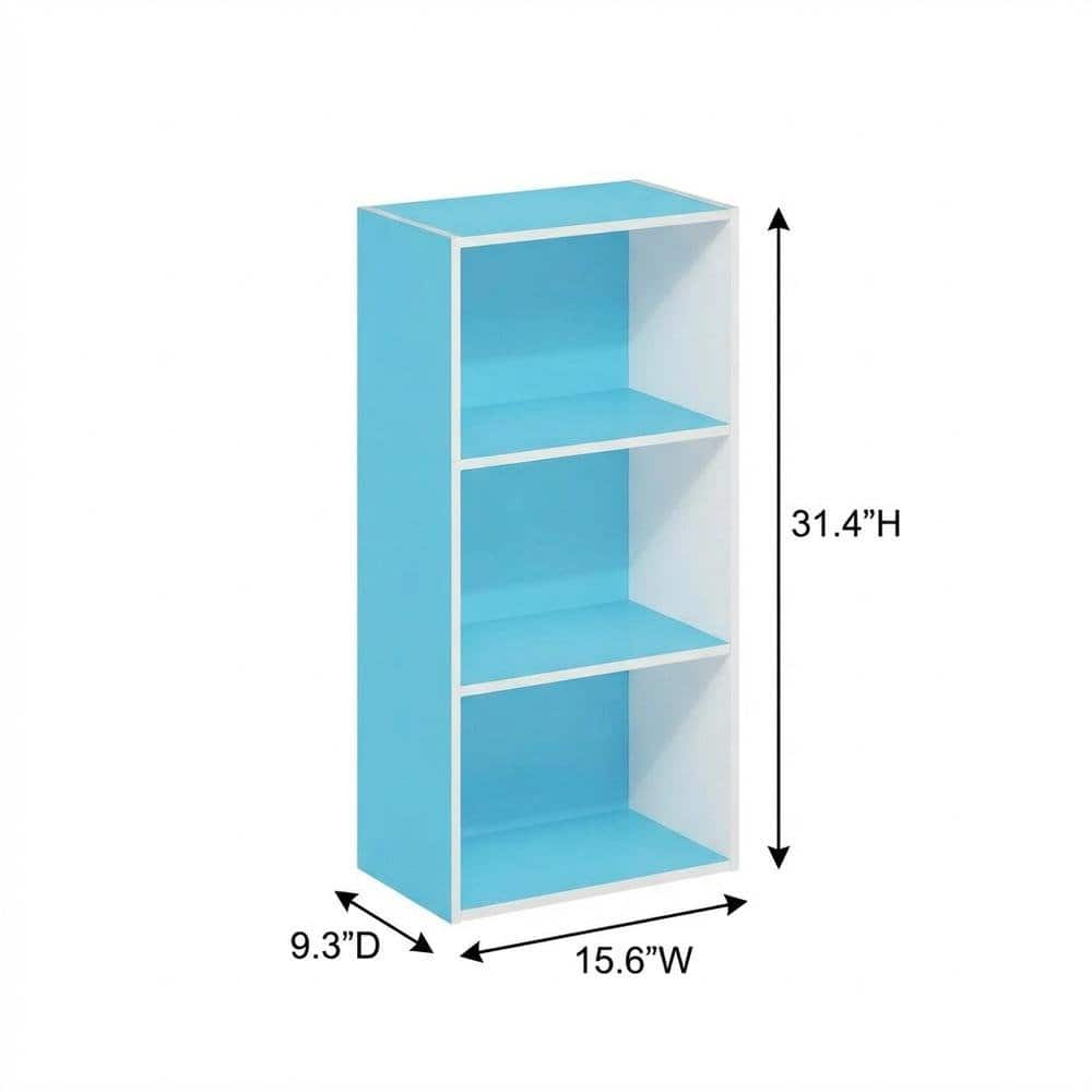 FurniFact - Light Blue 3-Tier Open Shelf Bookcase, Wooden Construction for Organized Storage - Light Blue/White price history on PriceWatchPro