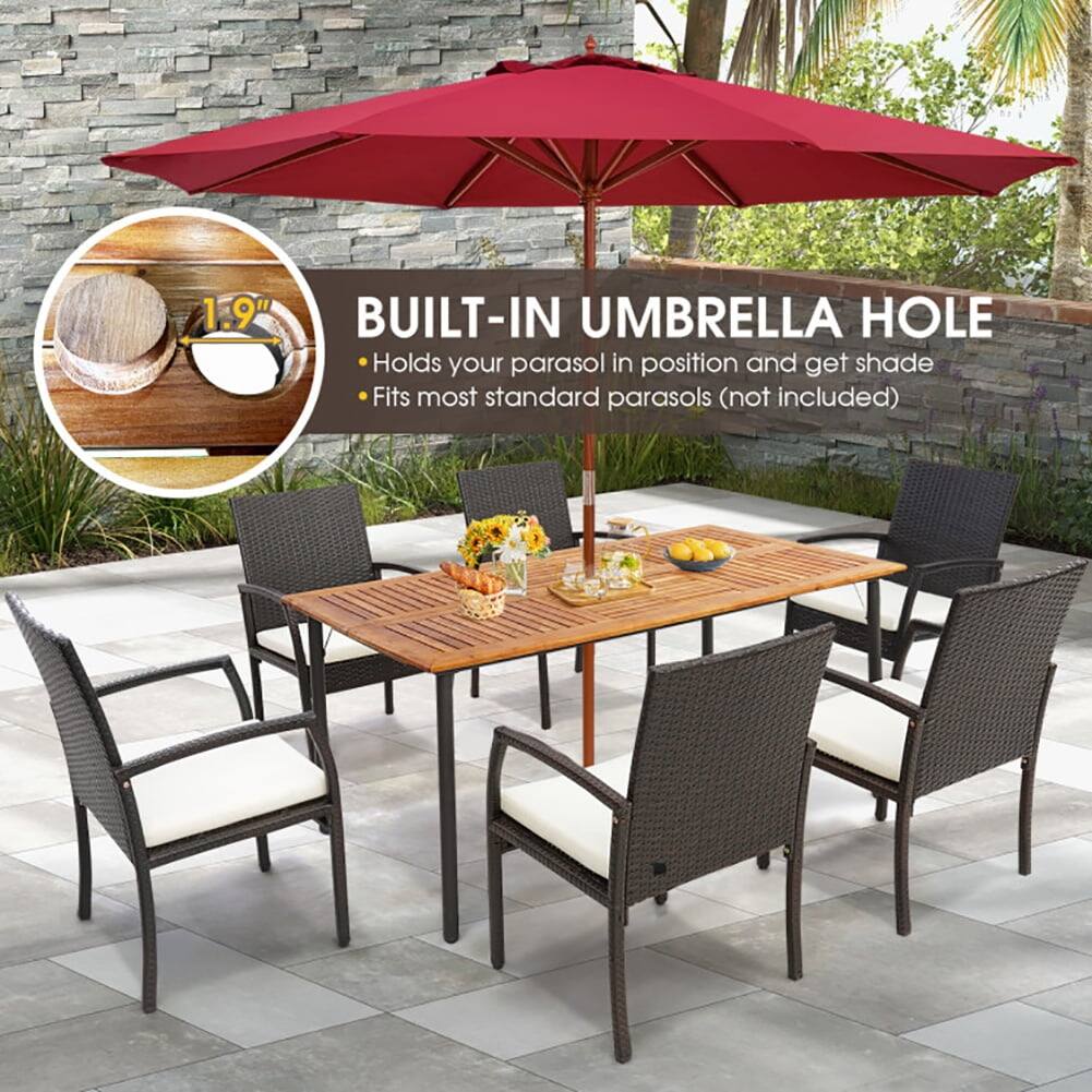 1.9" BUILT-IN UMBRELLA HOLE  
- Holds your parasol in position and get shade  
- Fits most standard parasols (not included)