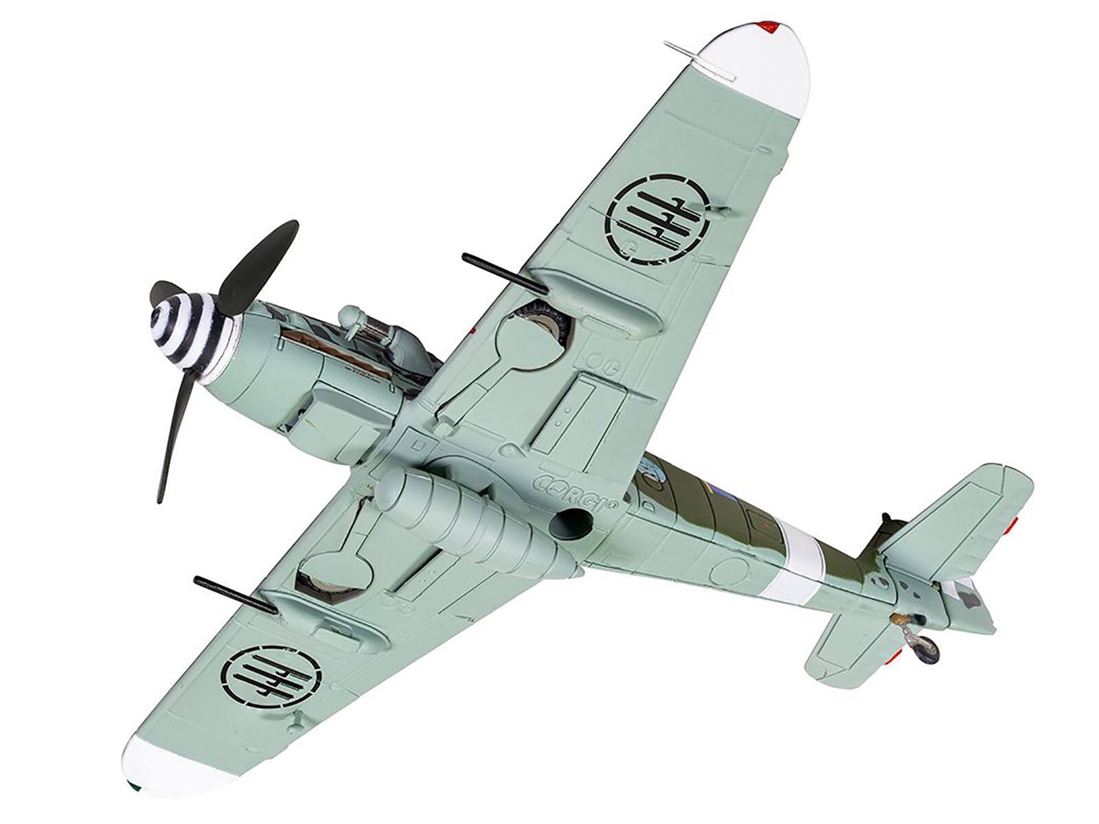 Left. Corgi - Messerschmitt Me109G-6 (Trop) "Maggiore Antonio Vizzotto 150 Gruppo Sicily July 1943" Aviation Archive Series 1/72 - Multi.