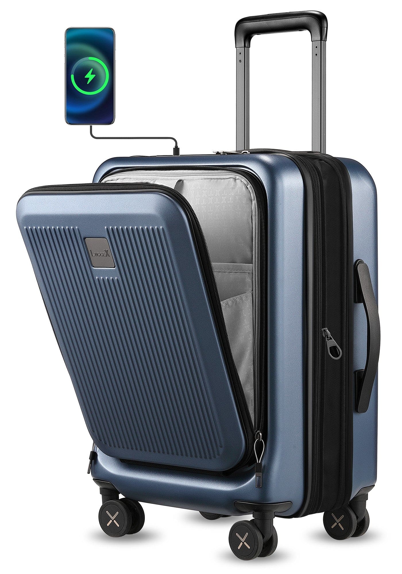 LUGGEX - 20 Inch Carry-On Expandable Hardshell Suitcase - Blue