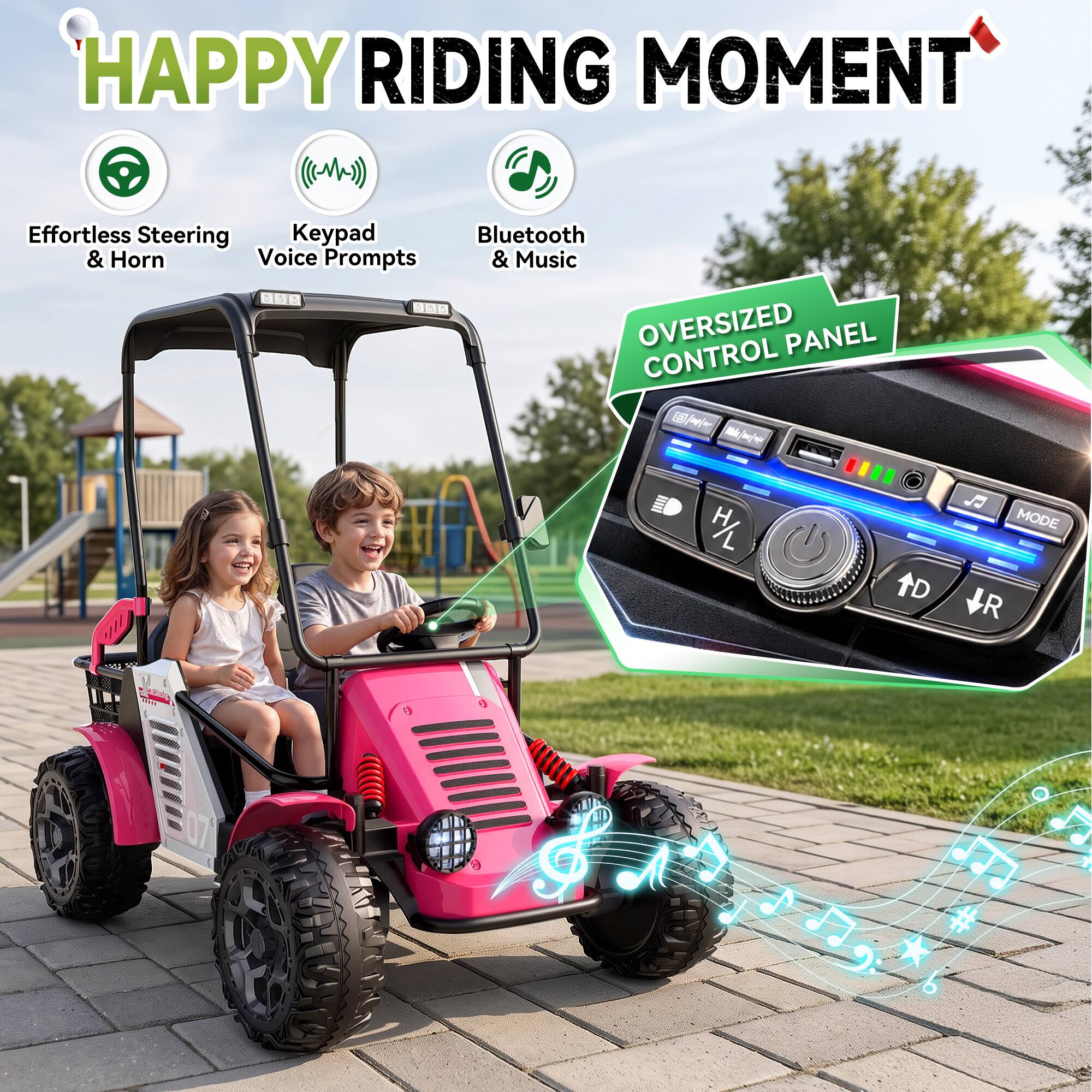 ANPABO 24V 4WD Kids Electric Golf Cart – 2 Seater Ride On with Remote ...