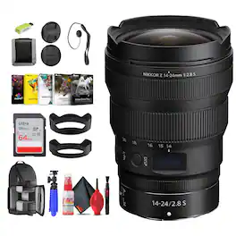 NIKKOR Z 14-24mm f/2.8 S Zoom Lens for Nikon Z Cameras (20097) + 64GB card - Bundle - Black