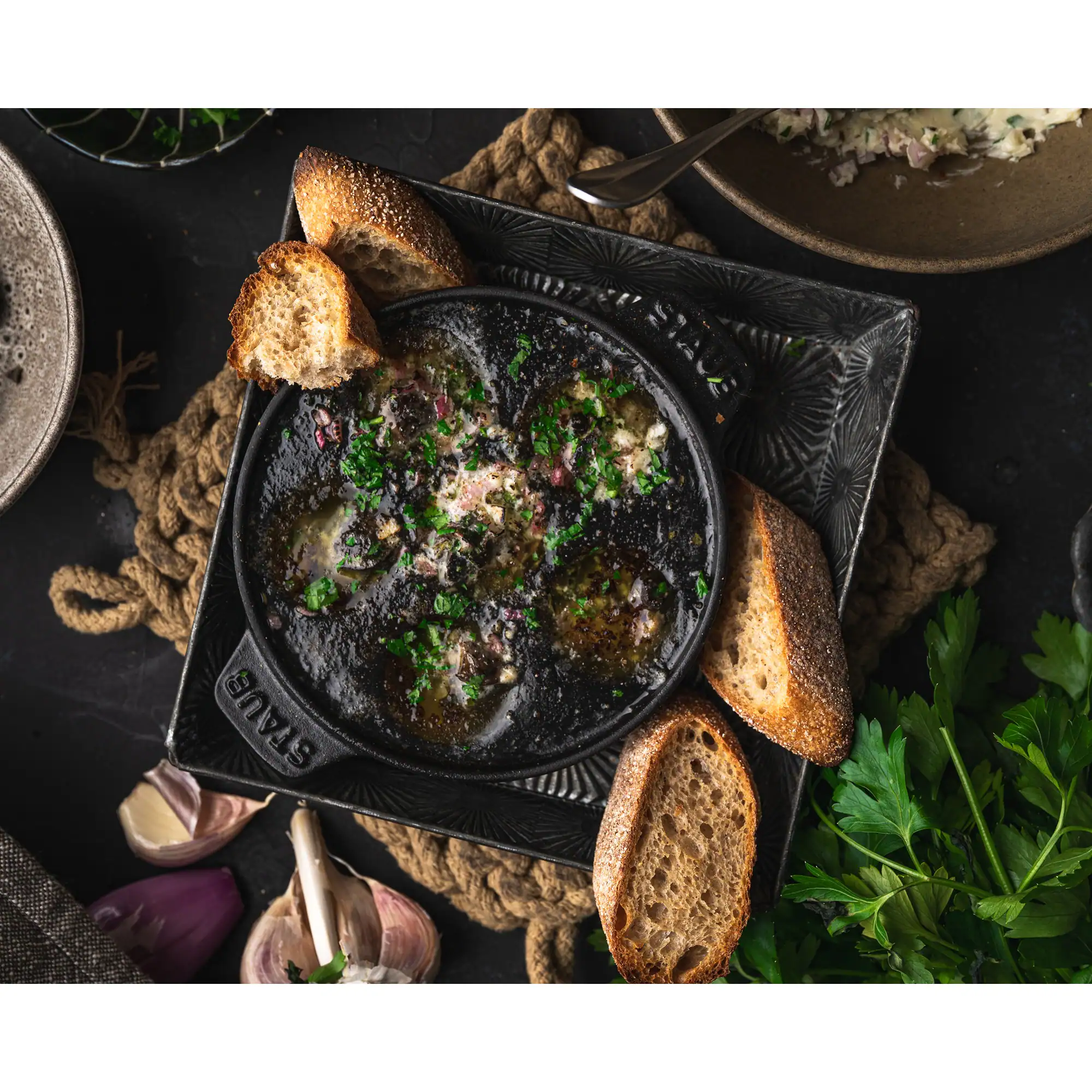 Alt View 3. Staub - Staub Cast Iron 5.75-inch Escargot Dish with 6 holes - Matte Black - Matte Black.