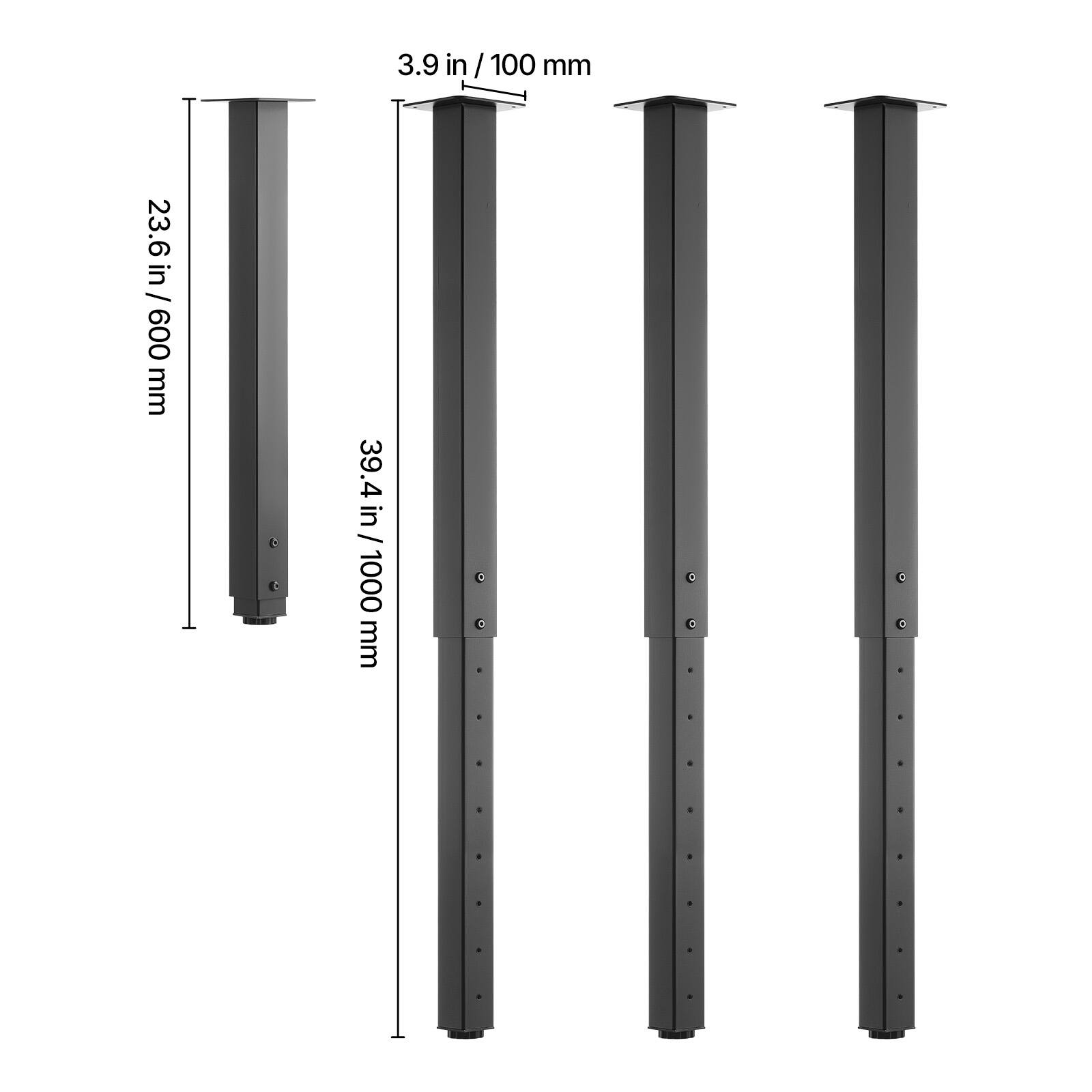 3.9 in / 100 mm  
23.6 in / 600 mm  
39.4 in / 1000 mm
