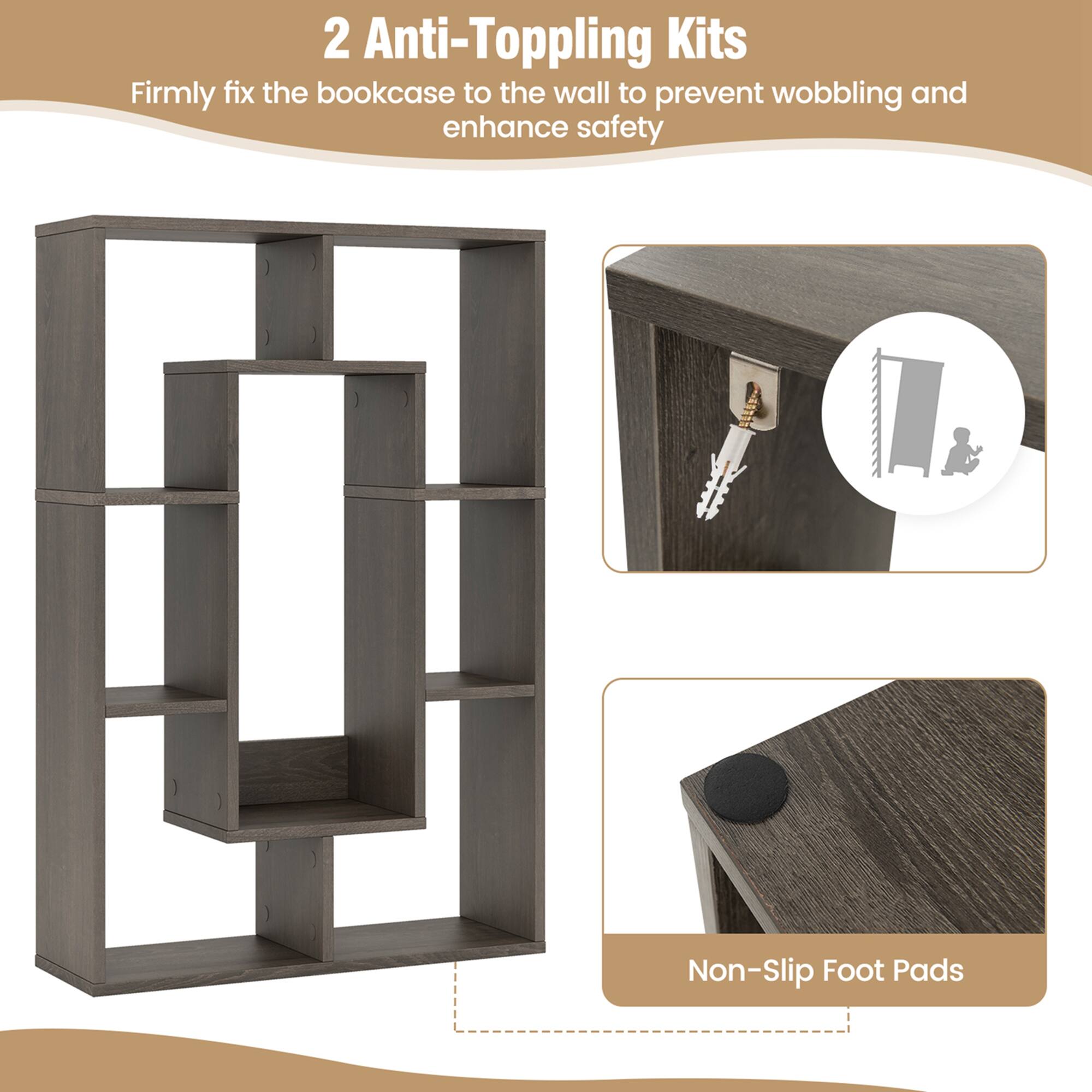 2 Anti-Topping Kits  
Firmly fix the bookcase to the wall to prevent wobbling and enhance safety  

Non-Slip Foot Pads