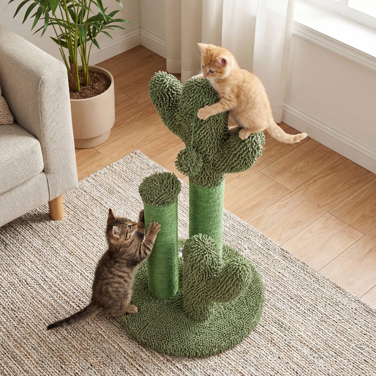 Alt View 1. Gymax - Gymax 22'' Cactus Cat Scratching Post Cute Vertical Cat Claw Scratcher w/ Sisal Rope Green.