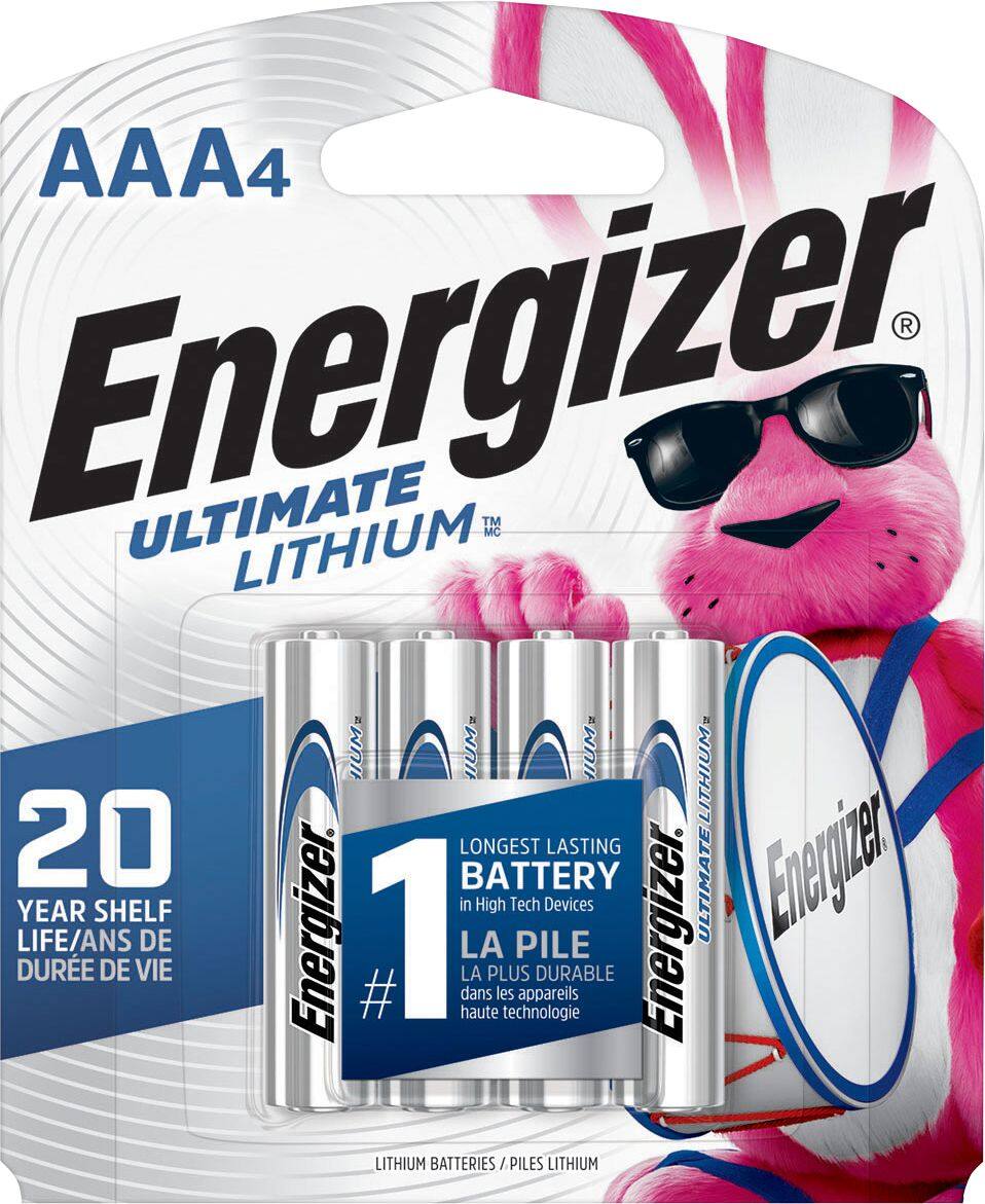 Front. Energizer - Ultimate Lithium AAA Batteries (4-Pack) - Silver.