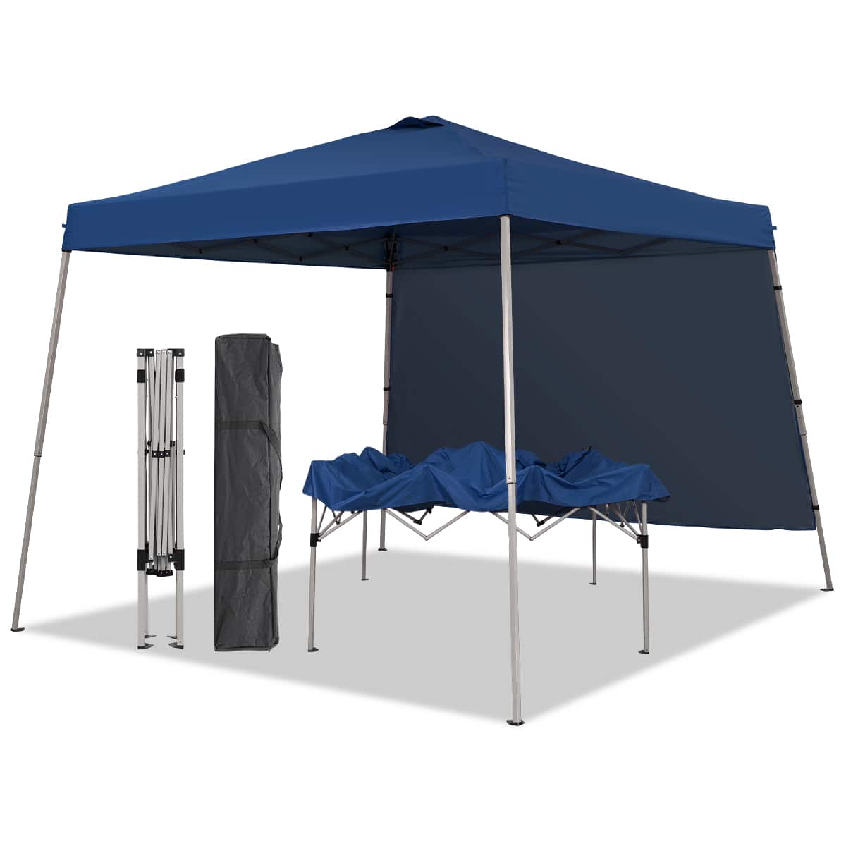 Ainfox Slant leg 10x10ft Pop Up Canopy with 1 Side Wall Blue
