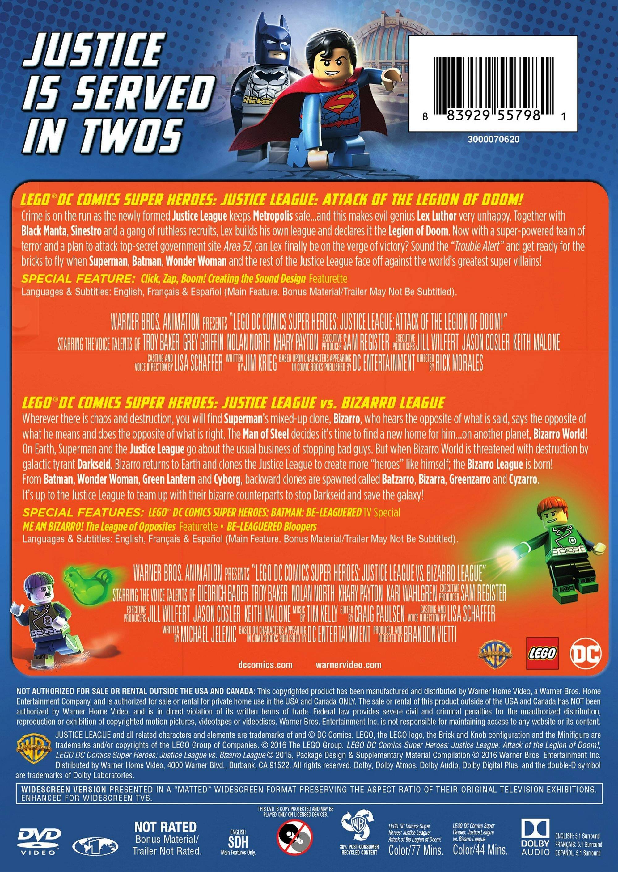 Back. LEGO DC Super Heroes: Justice League: Attack of the Legion of Doom!/LEGO DC Comics Super Heroes: Justice League vs Bizar.
