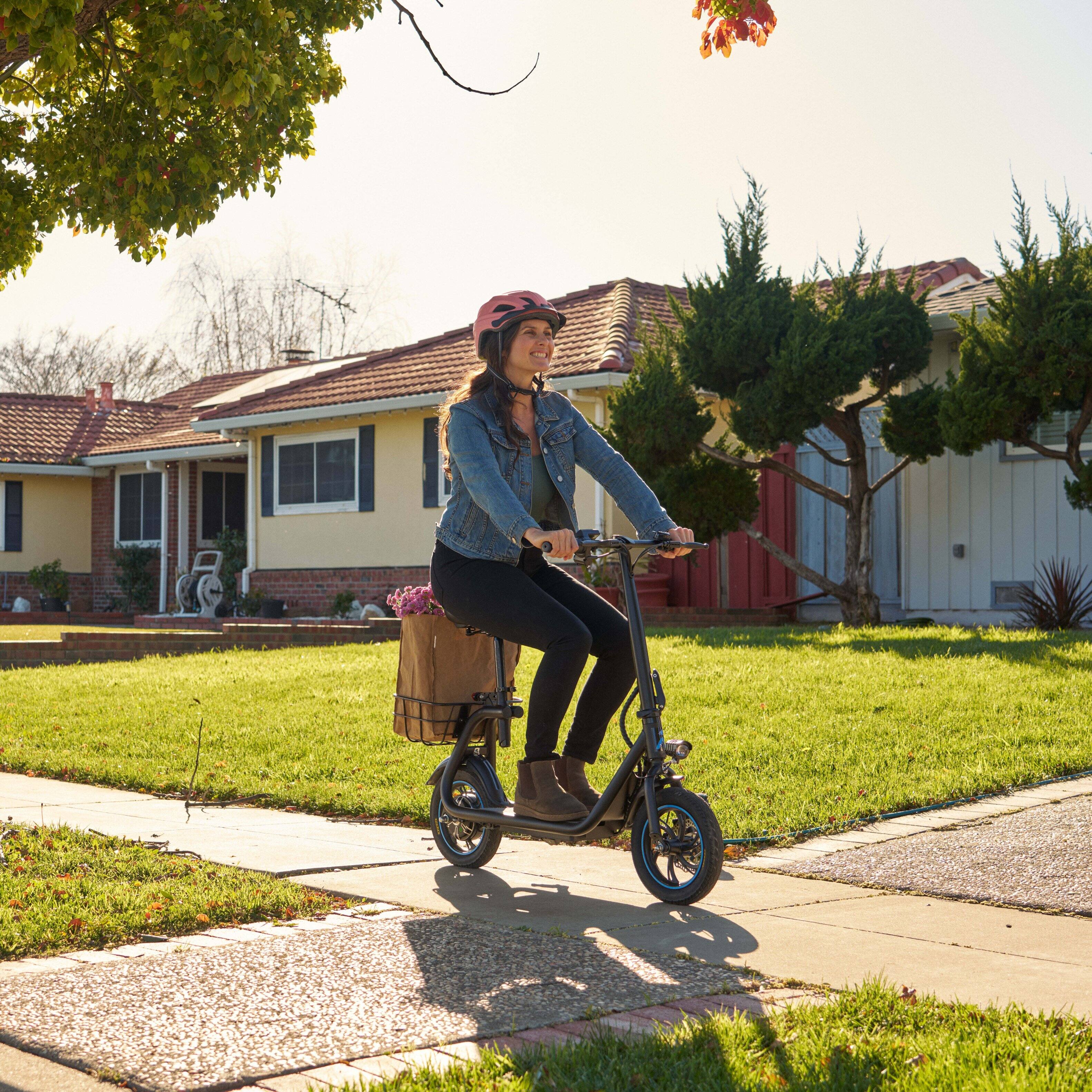 Alt View 1. MIHOVER - 450W Electric Scooter with Seat for adults, 37V 7.8Ah Battery, LCD Display, 15.5 MPH, 265lb Capacity - Black.