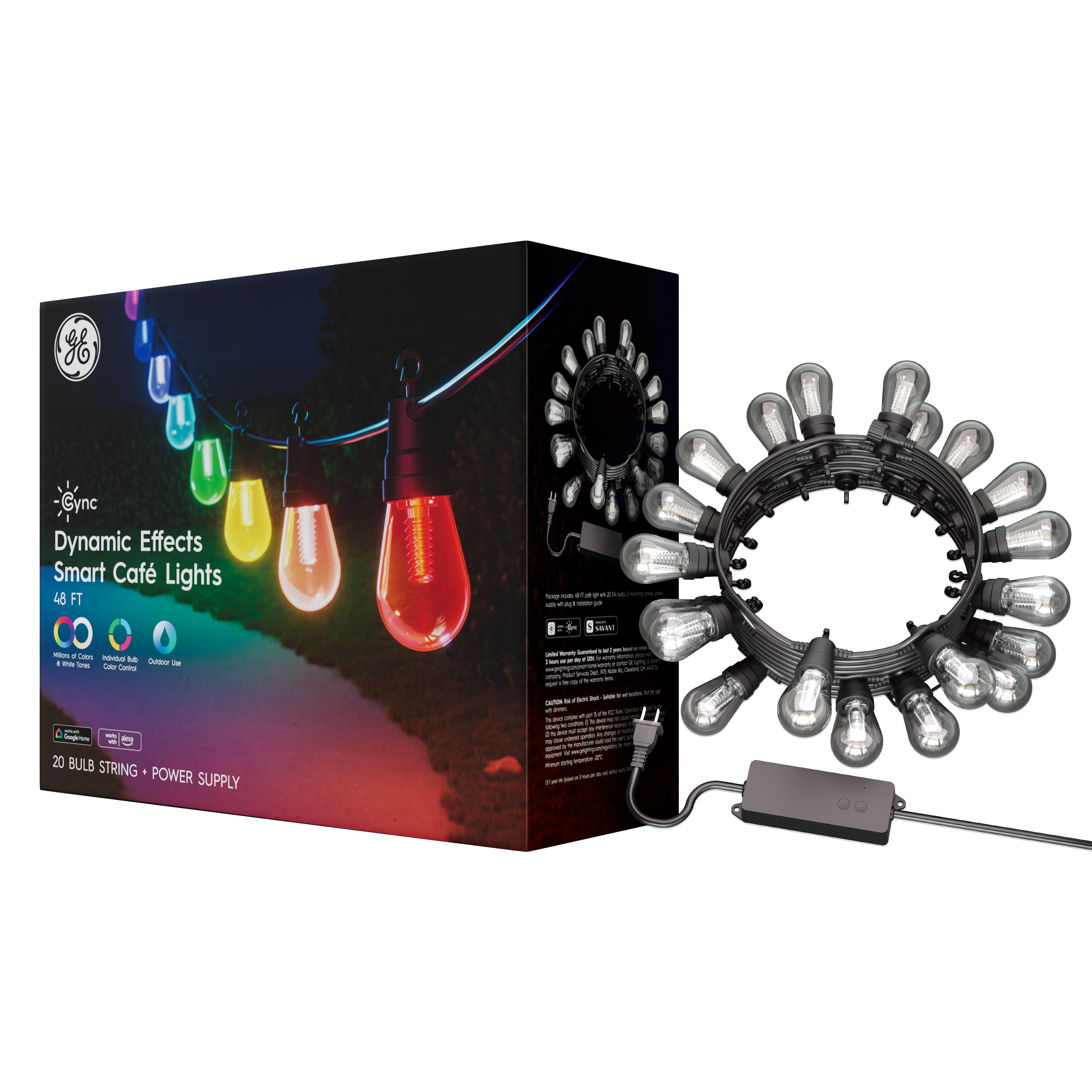 GE CYNC Dynamic Effects Smart Cafe LED Light Bulbs Voice Control 20-pack
