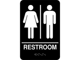 Cosco - Restroom Indoor Door Sign, 5.5" x 8.8" - Black/White