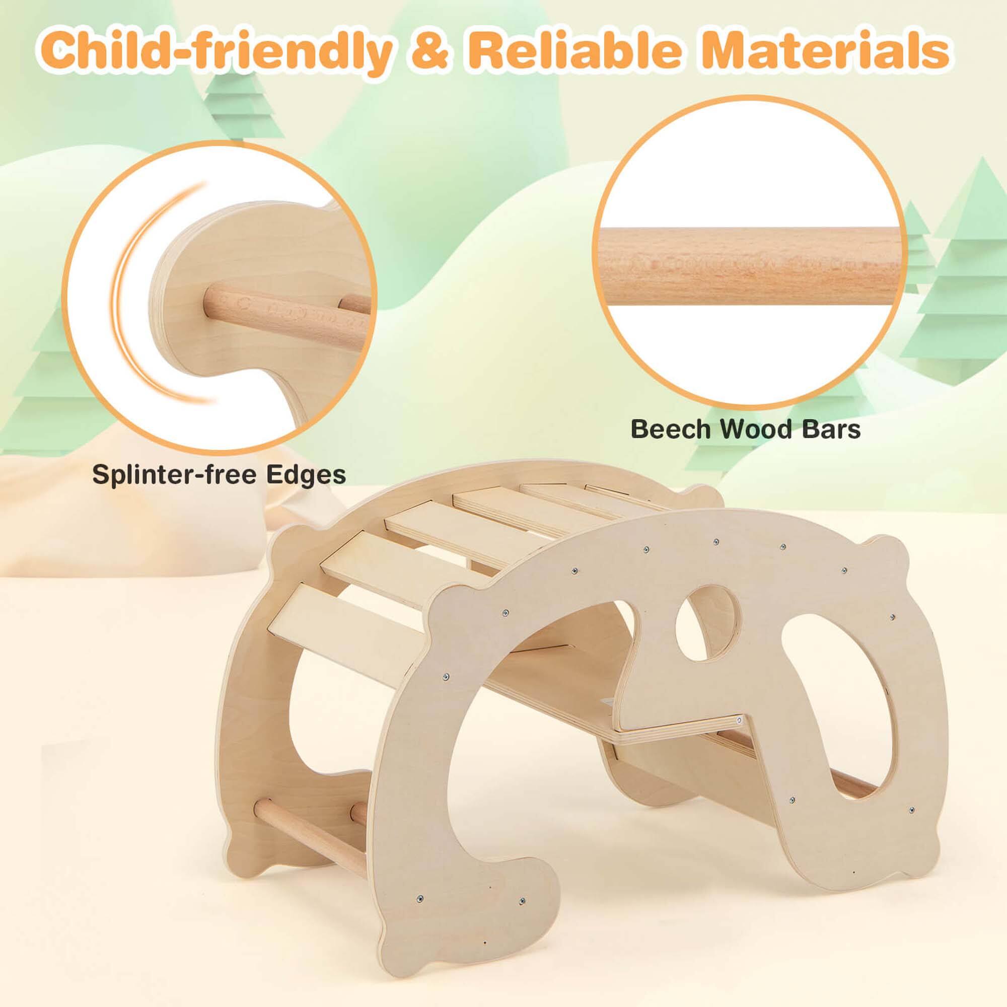 Child-friendly & Reliable Materials, Splinter-free Edges, Beech Wood Bars