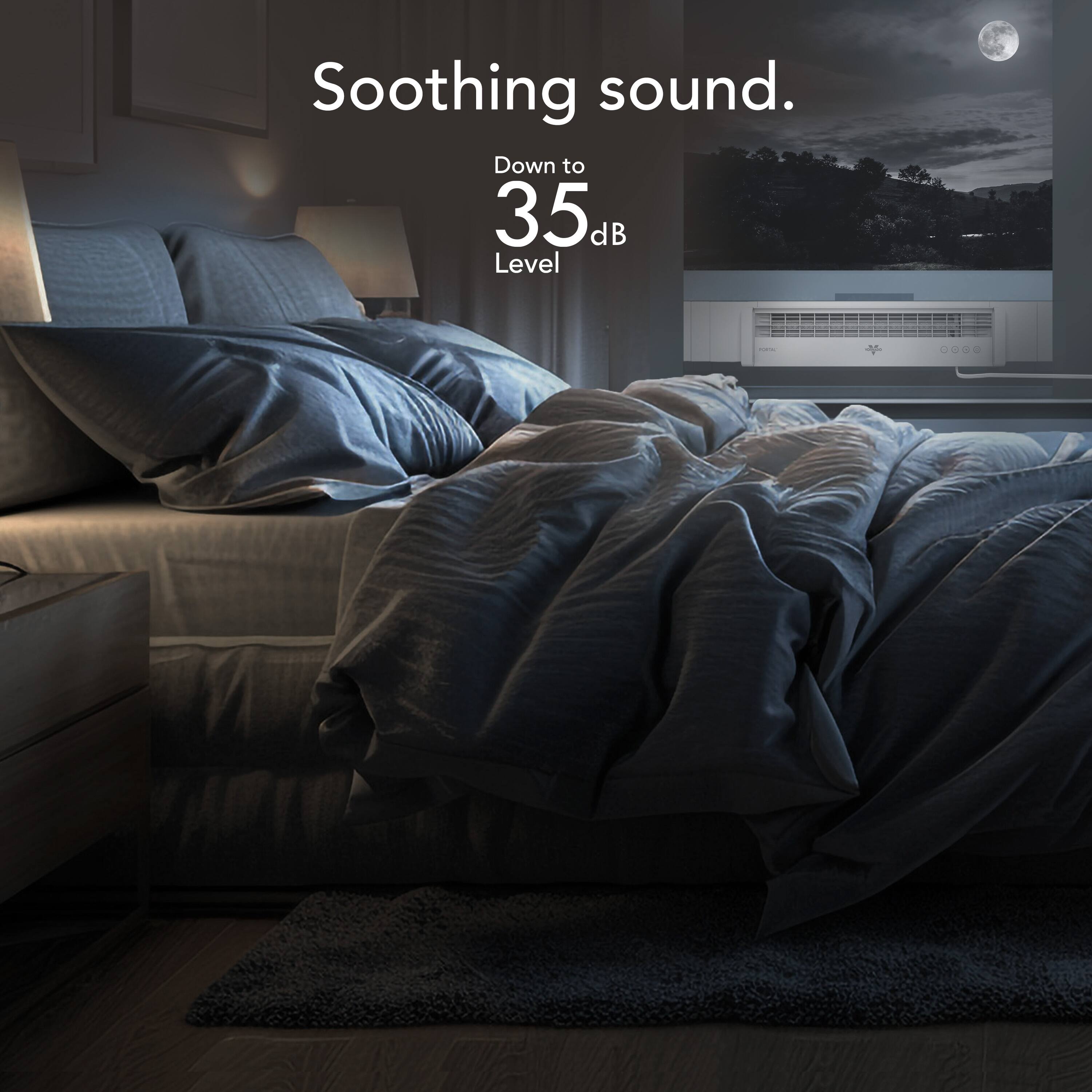 Soothing sound. Down to 35 dB Level.