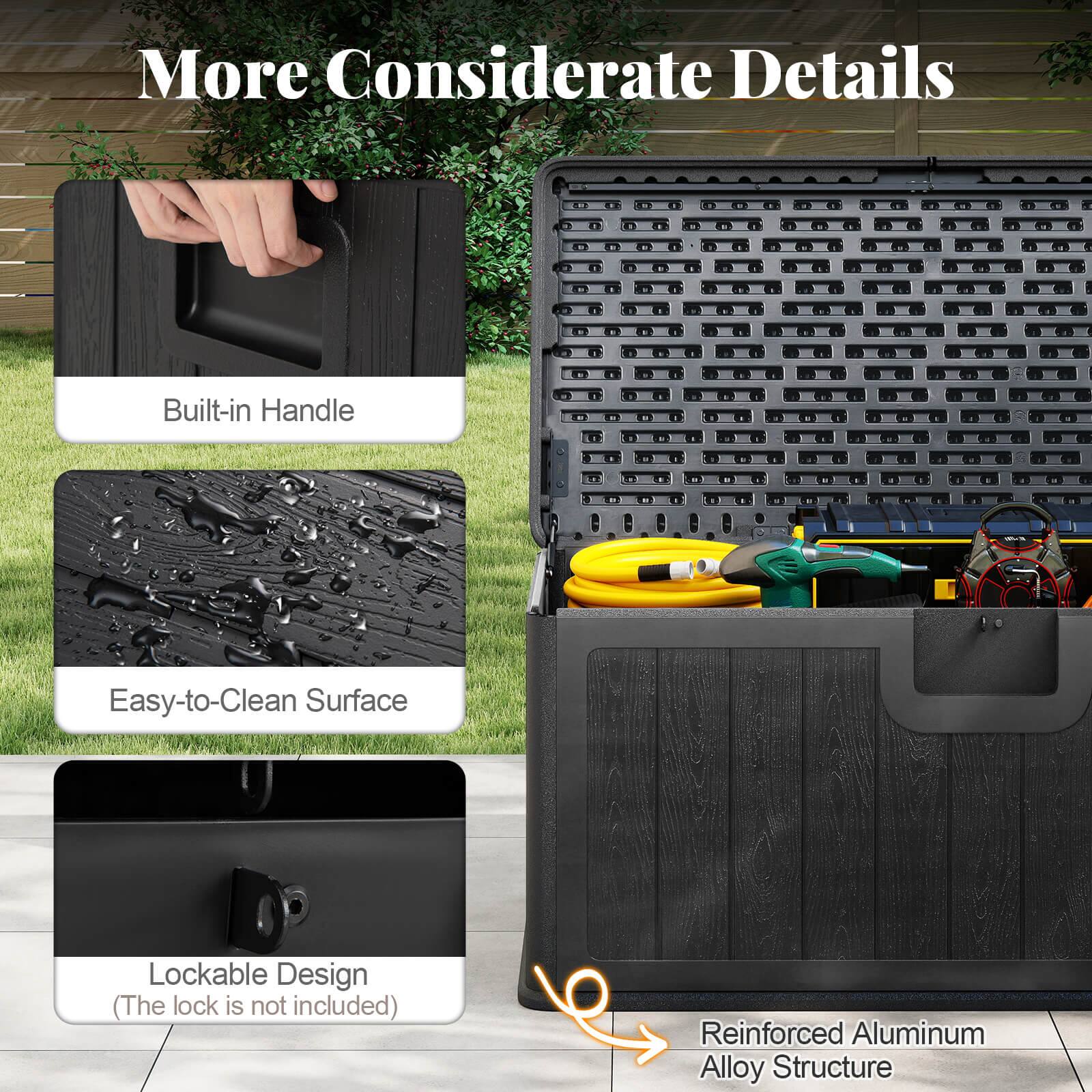 More Considerate Details

- Built-in Handle
- Easy-to-Clean Surface
- Lockable Design (The lock is not included)
- Reinforced Aluminum Alloy Structure