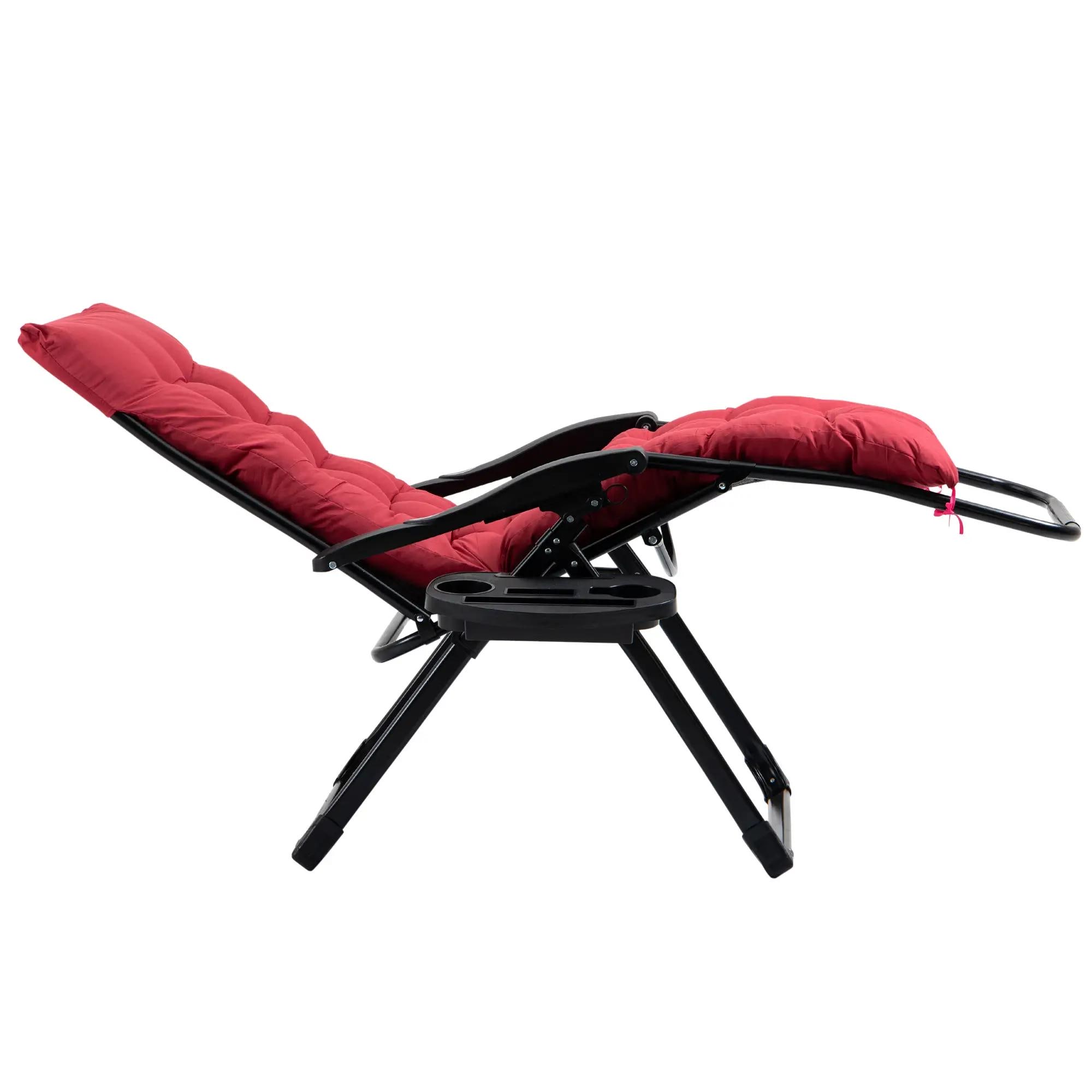 Angle. Resenkos - Resenkos Zero Gravity Recliner, Comfortable Folding Chair with Cup Holder, Perfect for Relaxation,Red - Red.
