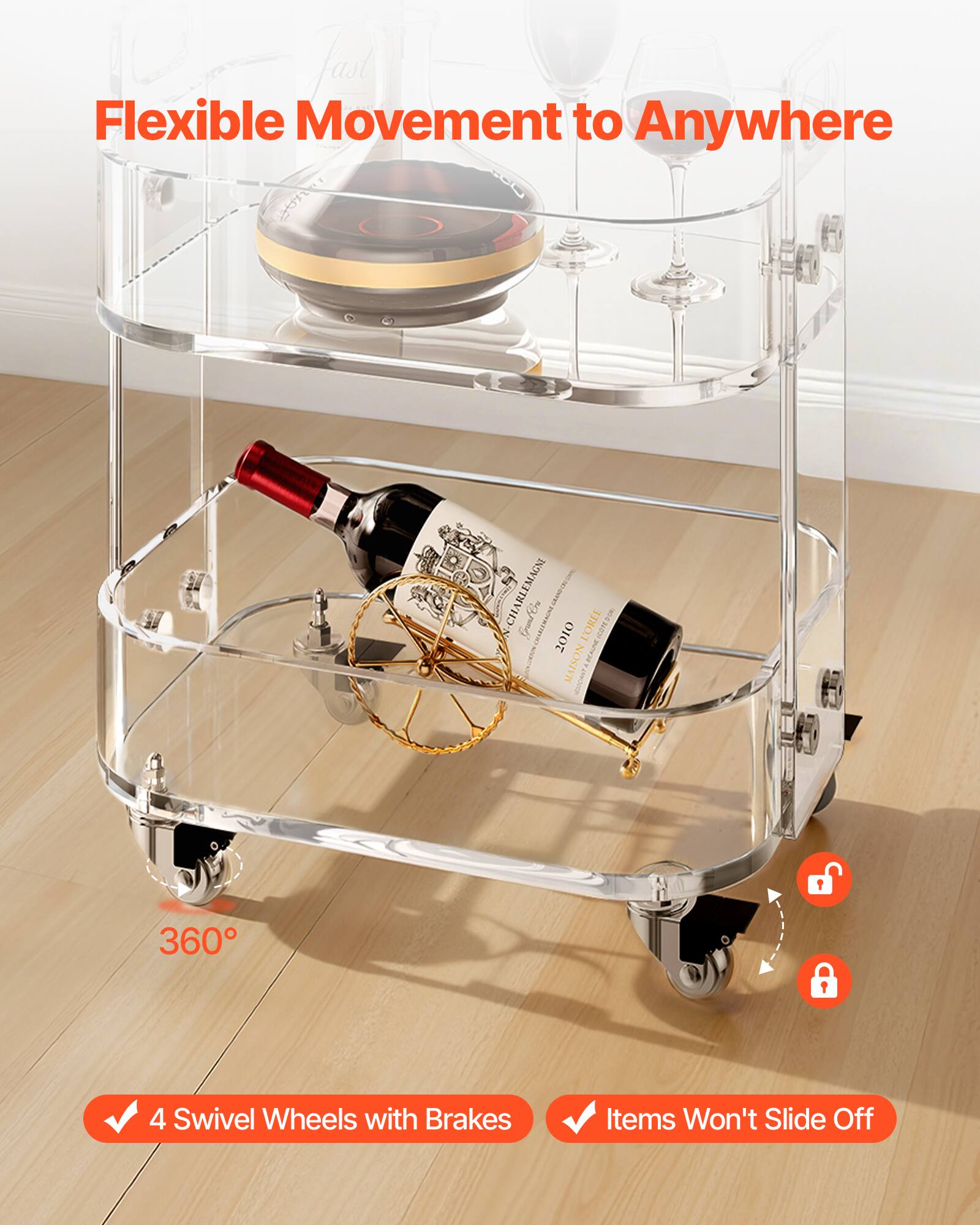 Flexible Movement to Anywhere

JAUAR CHARLEMAGN | Gyalts noA 2010 L'OREE   ICNEO   SUE I ACHTA

360° Swivel Wheels with Brakes

Items Won't Slide Off