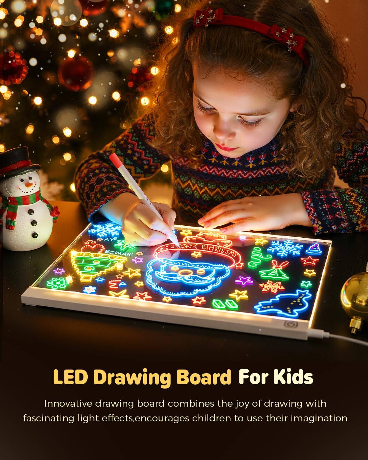 ECMAN! CIHRISMS LED Drawing Board For Kids  
Innovative drawing board combines the joy of drawing with fascinating light effects, encourages children to use their imagination  

LED Drawing Board For Kids  
Innovative drawing board combines the joy of drawing with fascinating light effects, encourages children to use their imagination