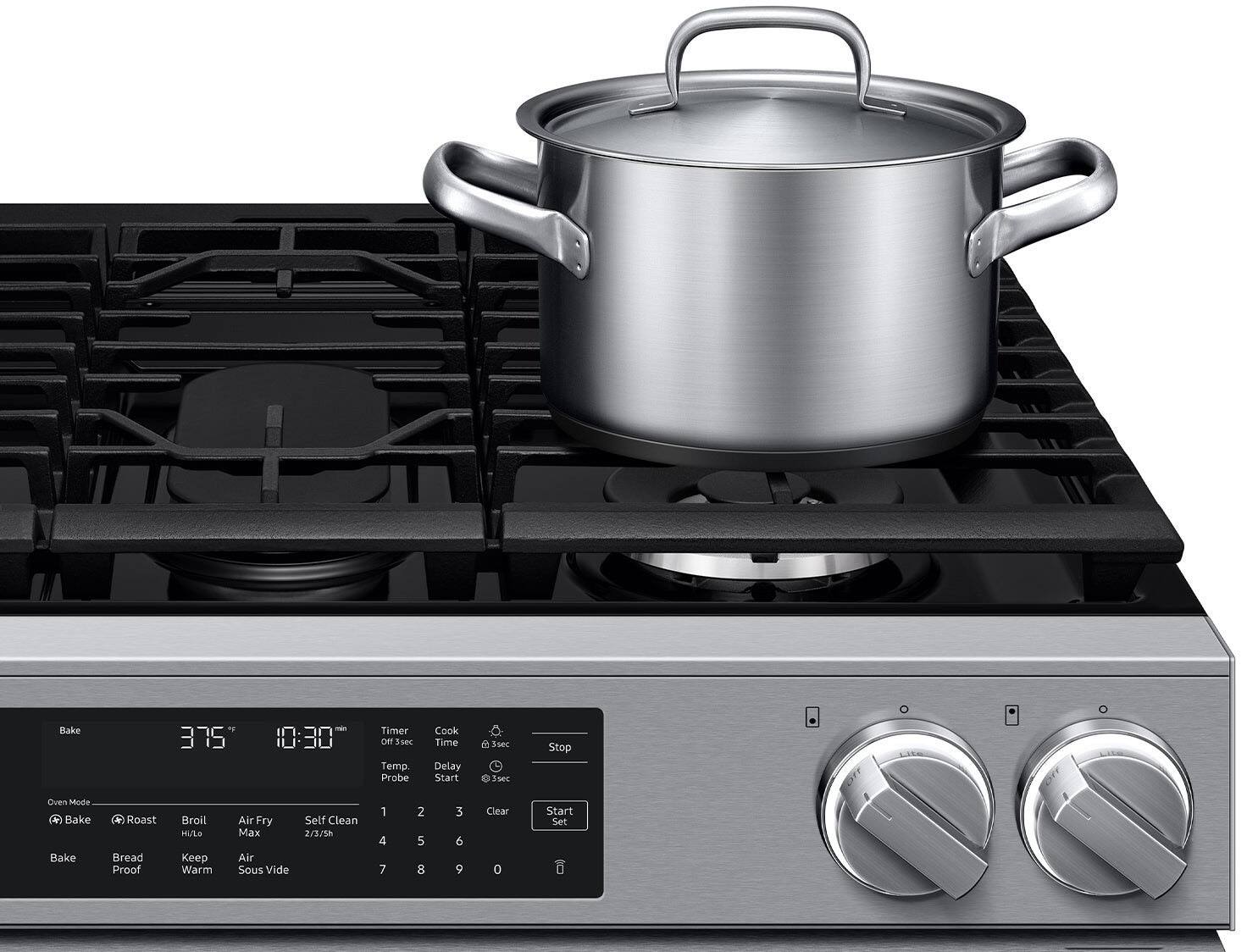 Bake 375°F 10:30 Timer DE Tce Temp Probe Cook Time Delay Start 3sec Tsec Stop Over Mode Bake Roast Bread Proof Broil HUTLO Keep Warm Air Fry Max Air Sous Vide Self Clean 2/3/58 1 4 7 2 5 8 3 6 9 Clear 0 Start Set