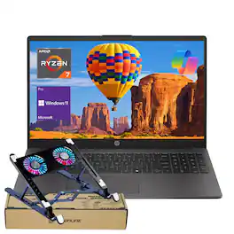 HP - 255R 15.6" FHD Laptop - AMD Ryzen 7 7735U, 32GB RAM - 1TB SSD - Copilot & Numeric Keypad - PCO Laptop Cooler - Silver