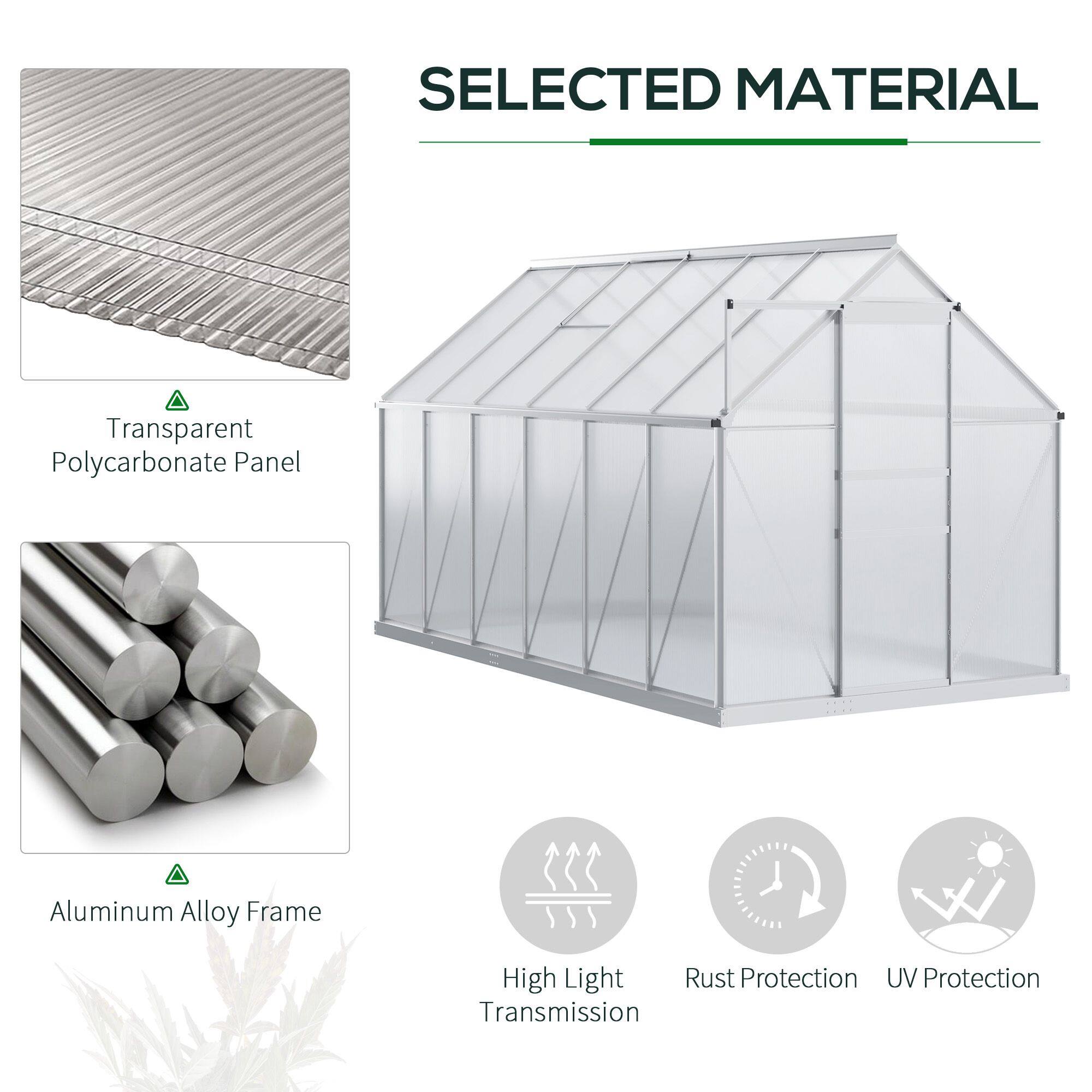 SELECTED MATERIAL

Transparent Polycarbonate Panel  
Aluminum Alloy Frame

High Light Transmission  
Rust Protection  
UV Protection