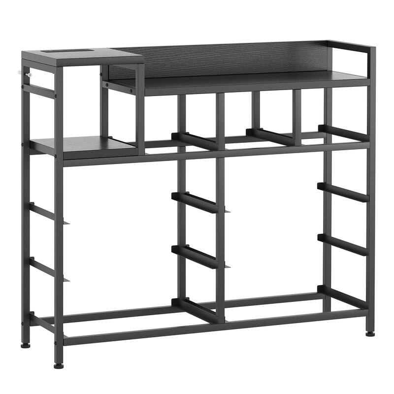 Back. GARVEE - 9 Drawer Dresser TV Stand with Charging Station, Media Console, Open Shelf, Power Outlets, Entertainment Center, Black - Black.