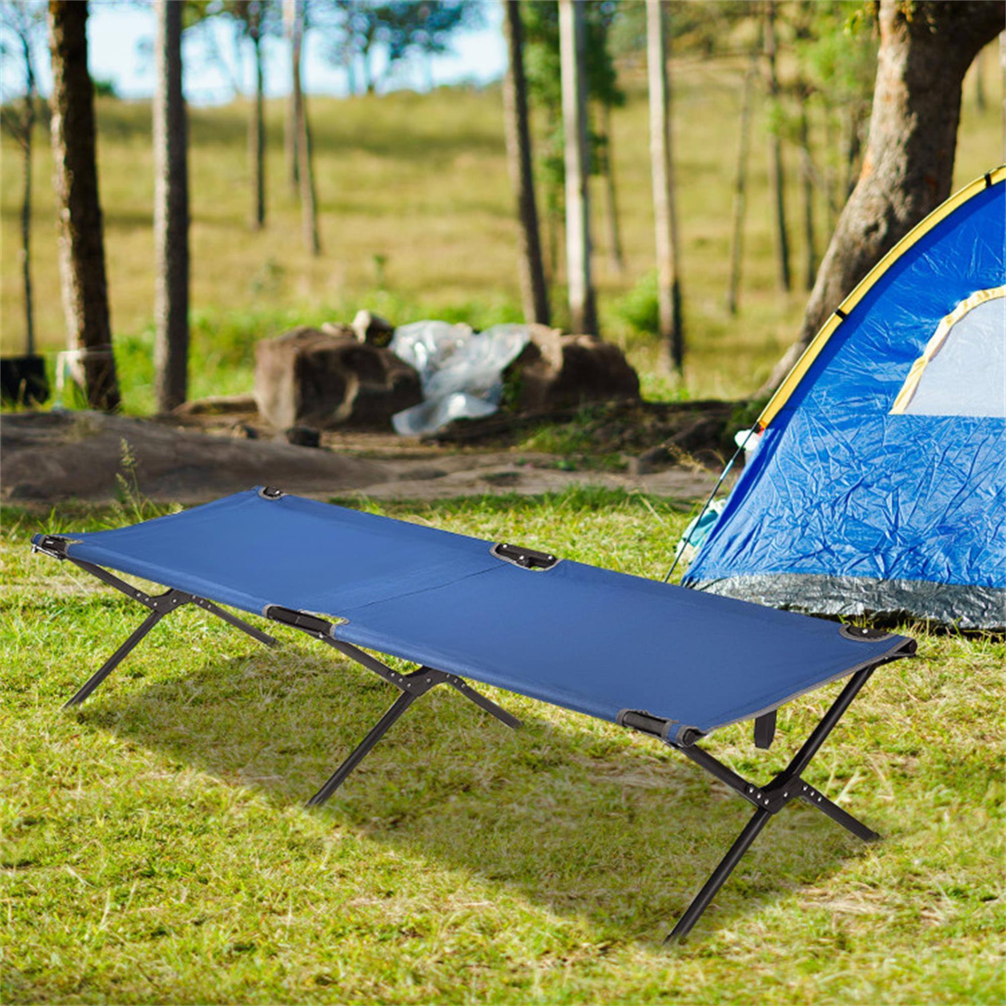 Alt View 1. Boyel Living - Blue Folding Camping Cot Bed 74 in L x 39 point 5 in W x 26 point 5 in H 13 lb for Camping - Blue.