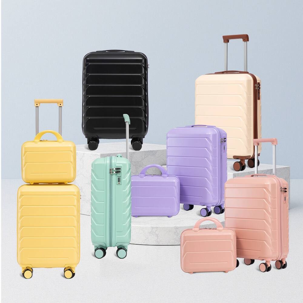 Alt View 9. Ropilly - Ropilly 2 Piece Luggage Set Beige Hard Shell Suitcase with Cosmetic Case 20 Inch - Beige.