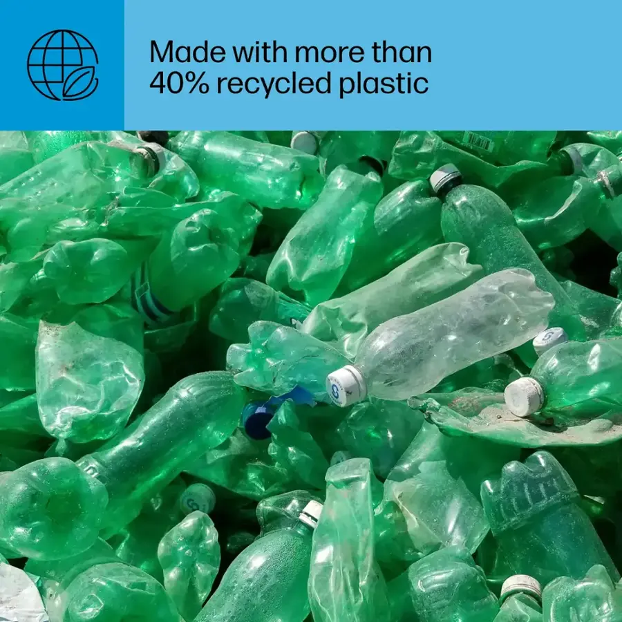 Made with more than 40% recycled plastic.