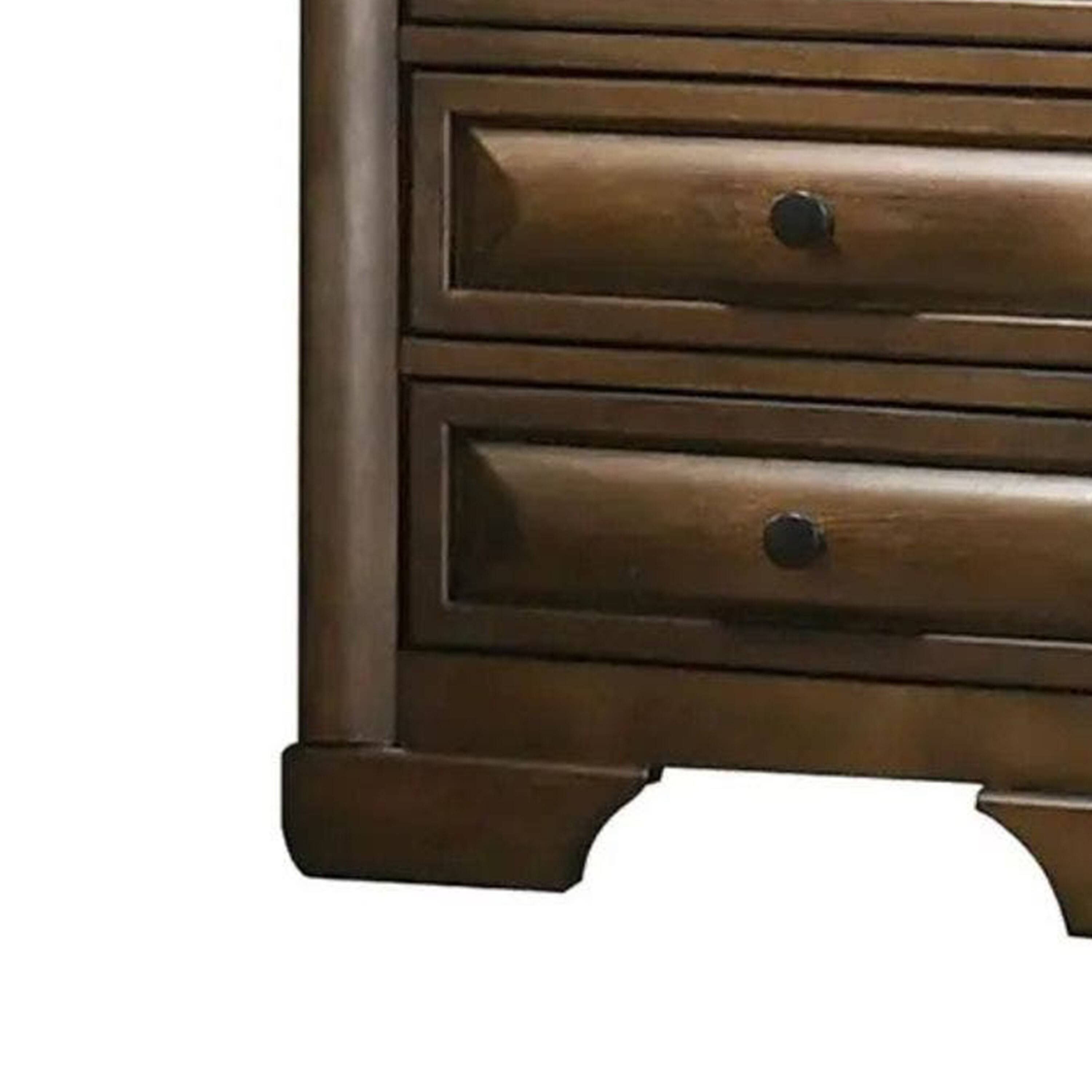 Alt View 3. Manhattan Lane - Cair Nightstand with 3 Beveled Drawers - Brown.