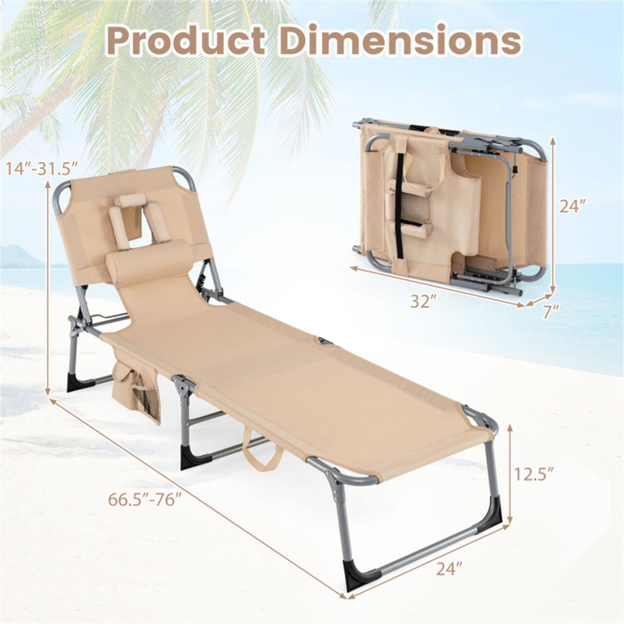 Product Dimensions:  
14" - 31.5"  
24"  
32"  
7"  
66.5" - 76"  
12.5"  
24"