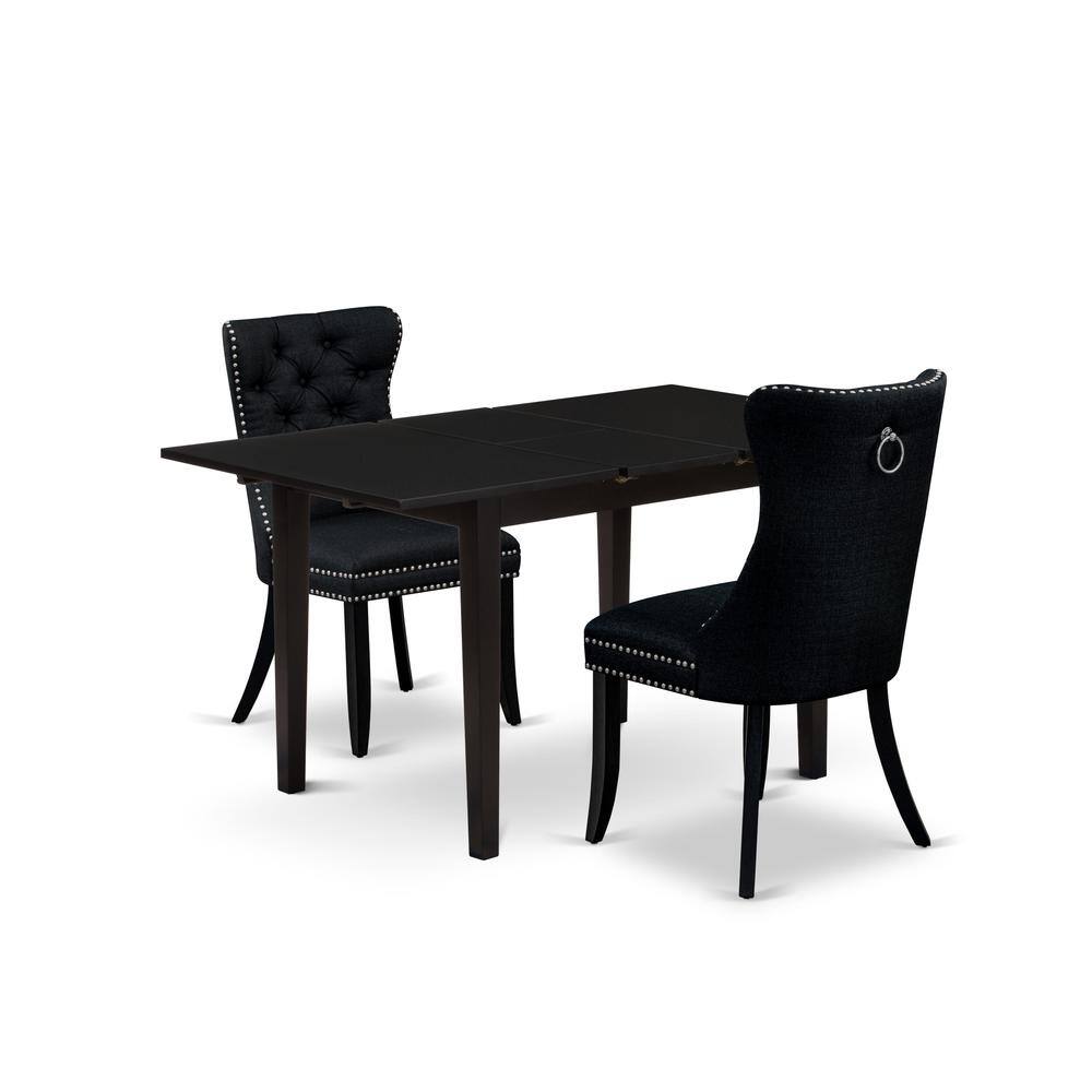 Front. East West Furniture - 3 Piece Kitchen Table Set - Black.