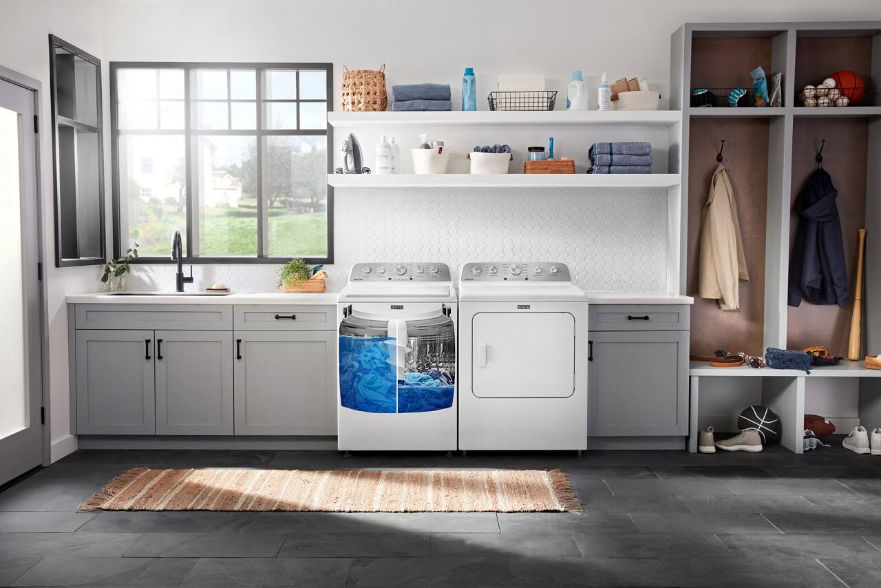 Alt View 25. Maytag - Maytag - 4.8 Cu. Ft. High Efficiency Top Load Washer with Steam and Extra Power Button - White - White.