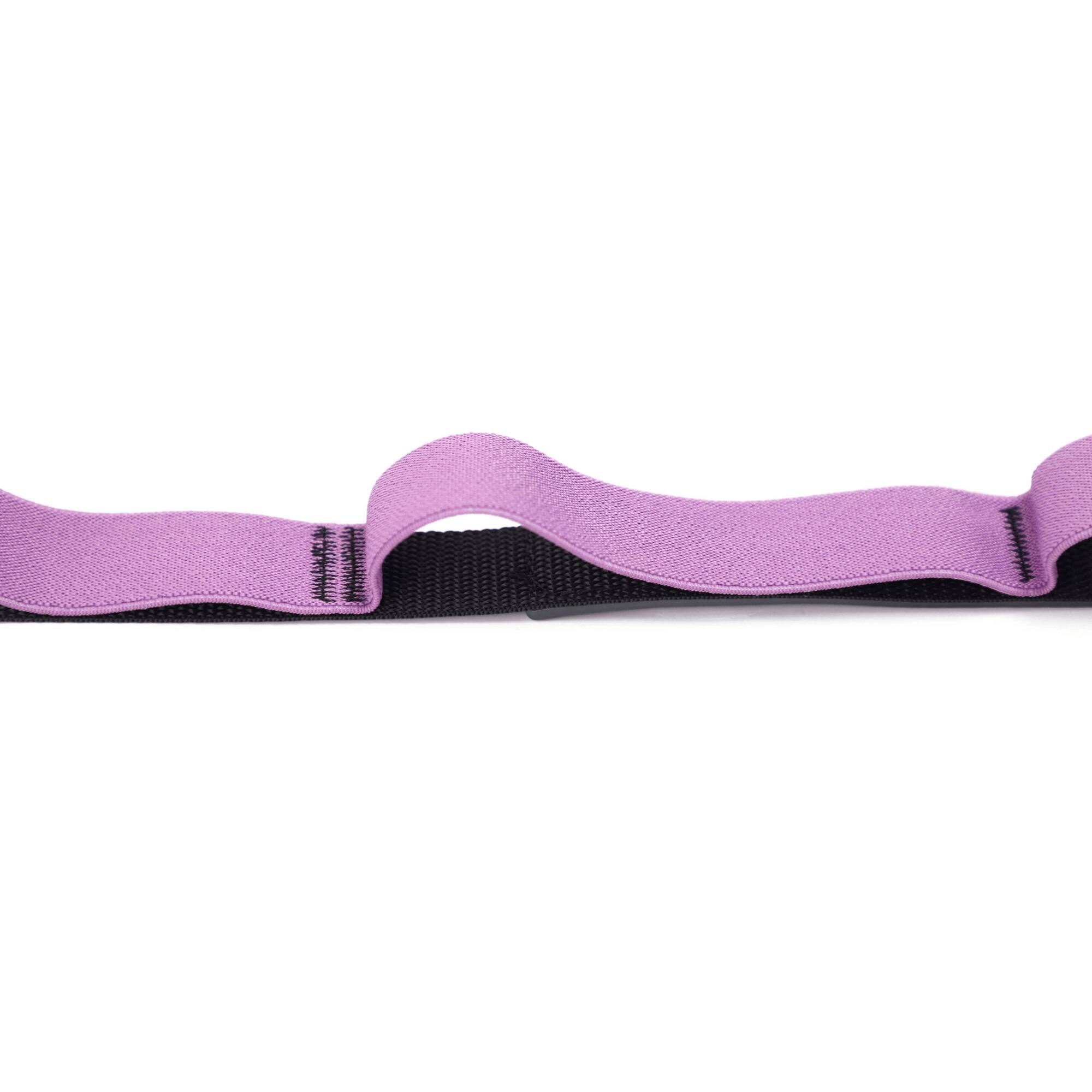 Alt View 3. Maji Sports - Elastic Yoga Straps With 9 Loops - Purple and Black.