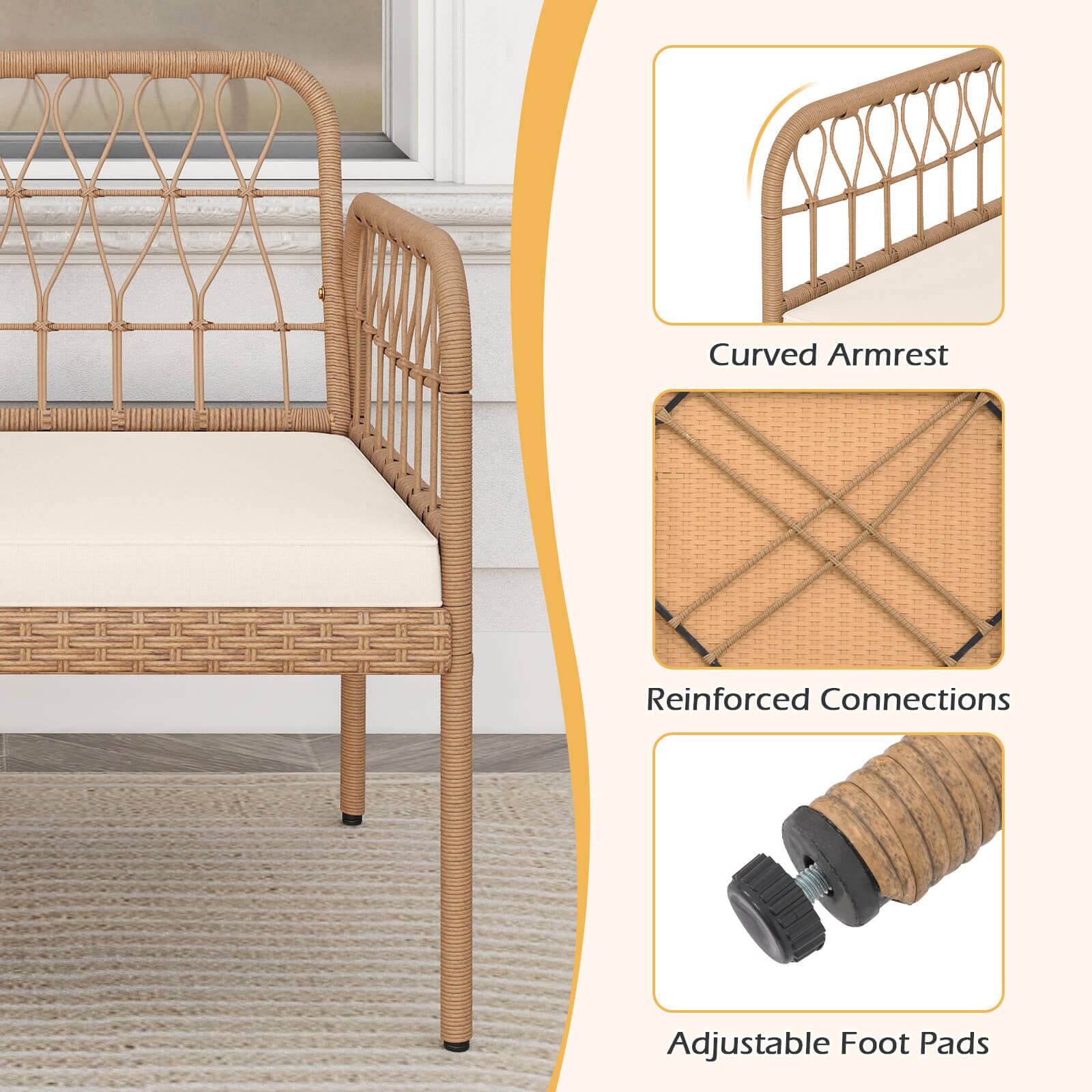 Curved Armrest  
Reinforced Connections  
Adjustable Foot Pads