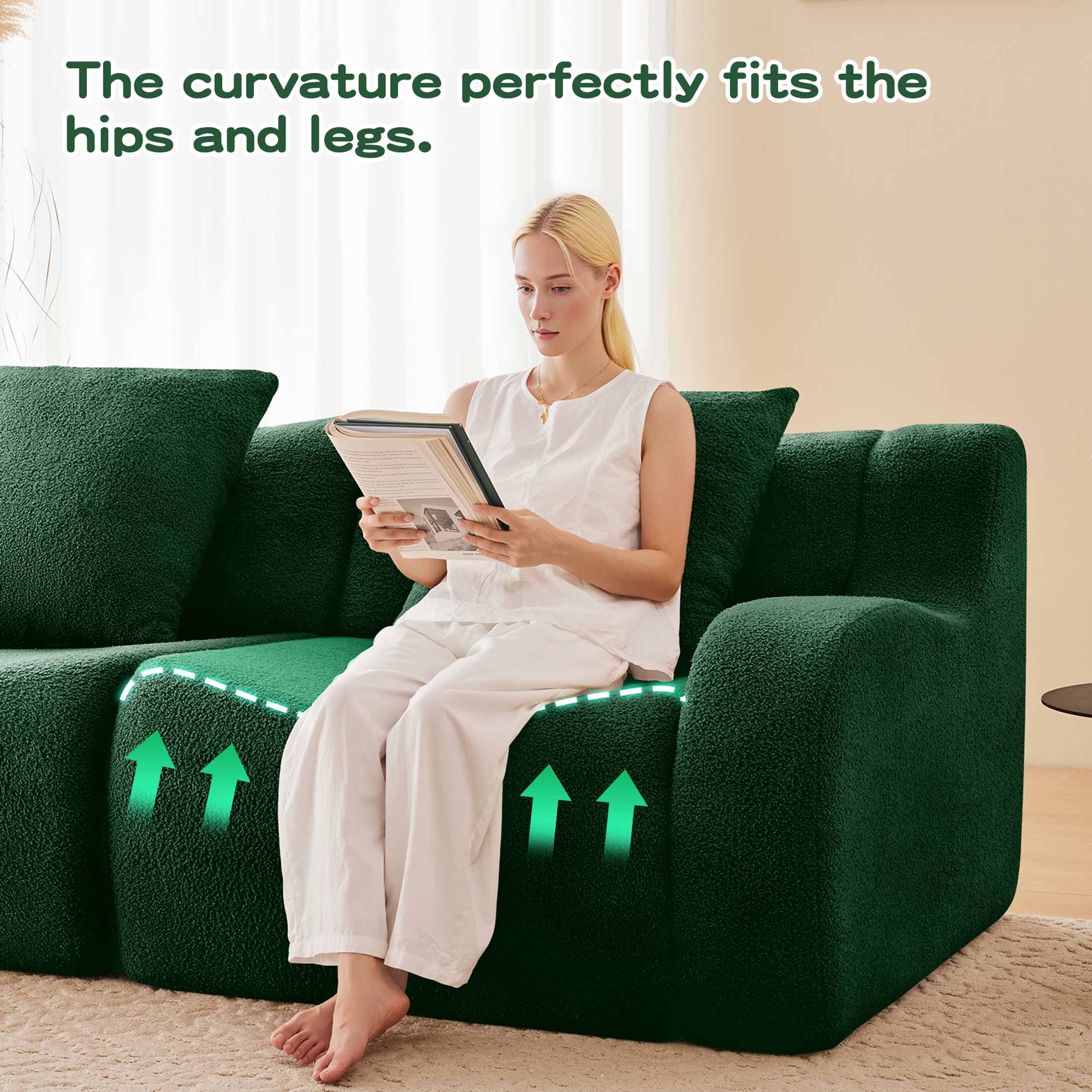 The curvature perfectly fits the hips and legs.