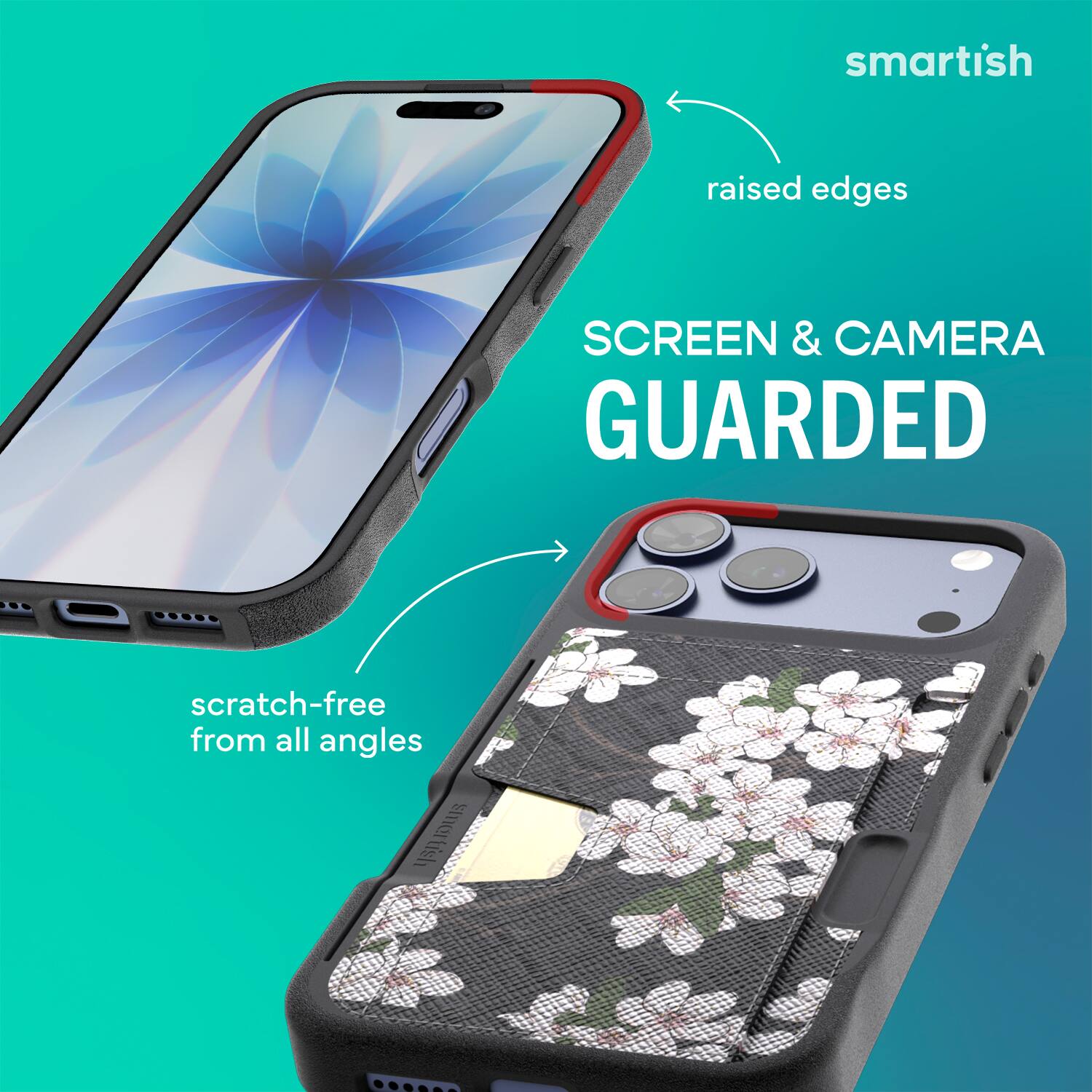 smartish  
raised edges  
SCREEN & CAMERA GUARDED  
scratch-free from all angles